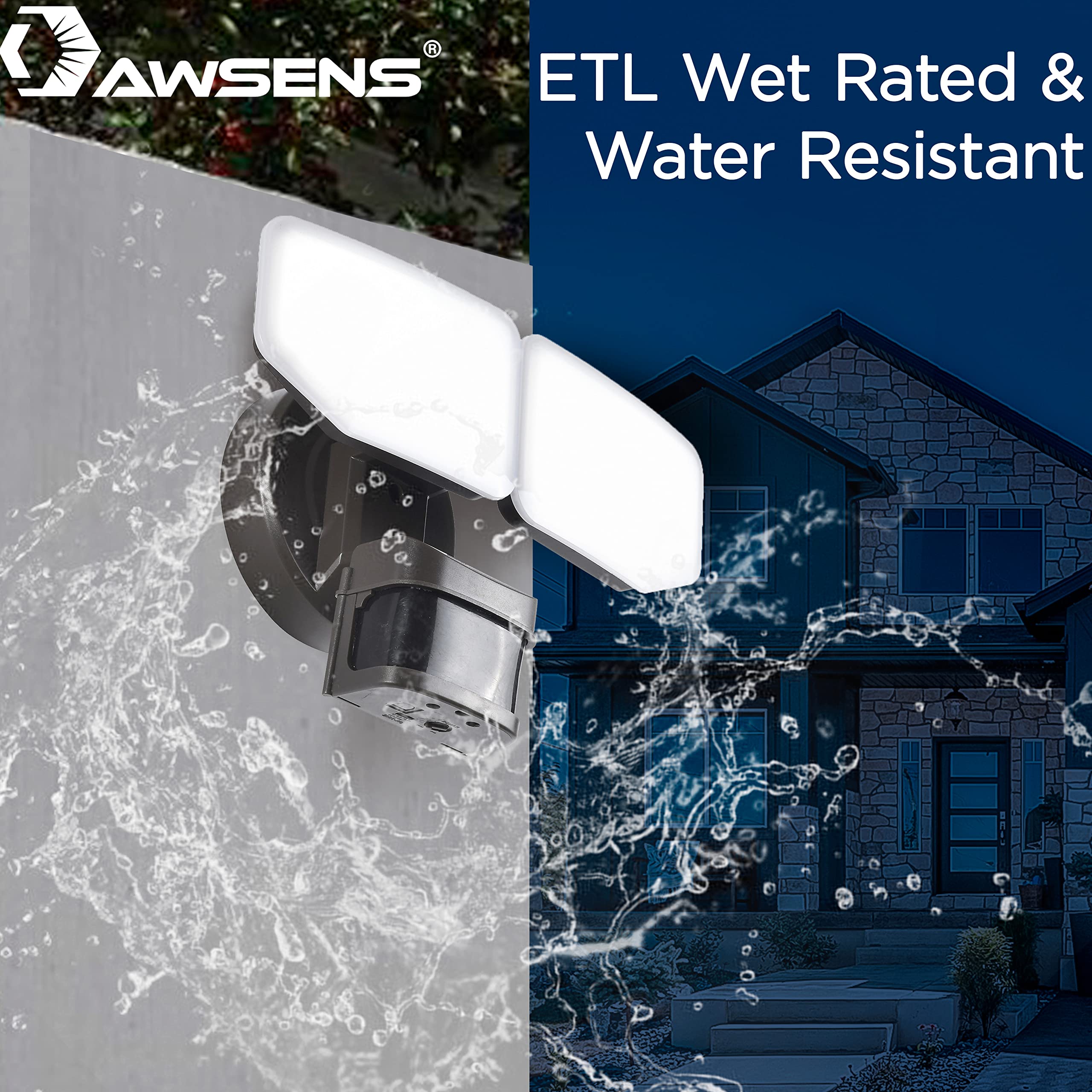 Awsens 30W Led Motion Sensor Security Light, 270° Coverage, 2600 Lm, Bronze Flood Light