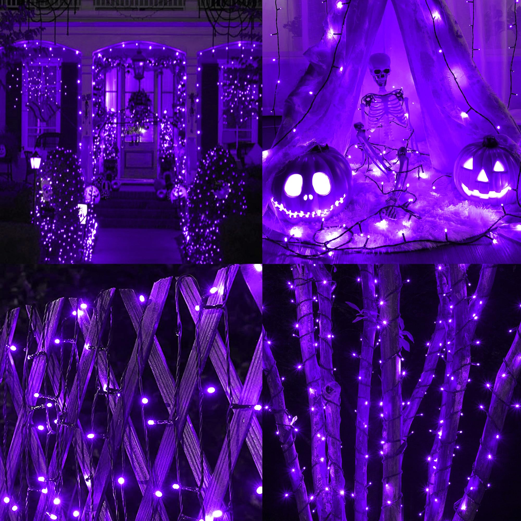 164 Ft 250 Led Purple Christmas Lights With Timer Function,Plug In Waterproof Black Wire Christmas Lights,8 Modes Lights For Indoor Outdoor Bedroom Garden Christmas Party Decor(Purple)