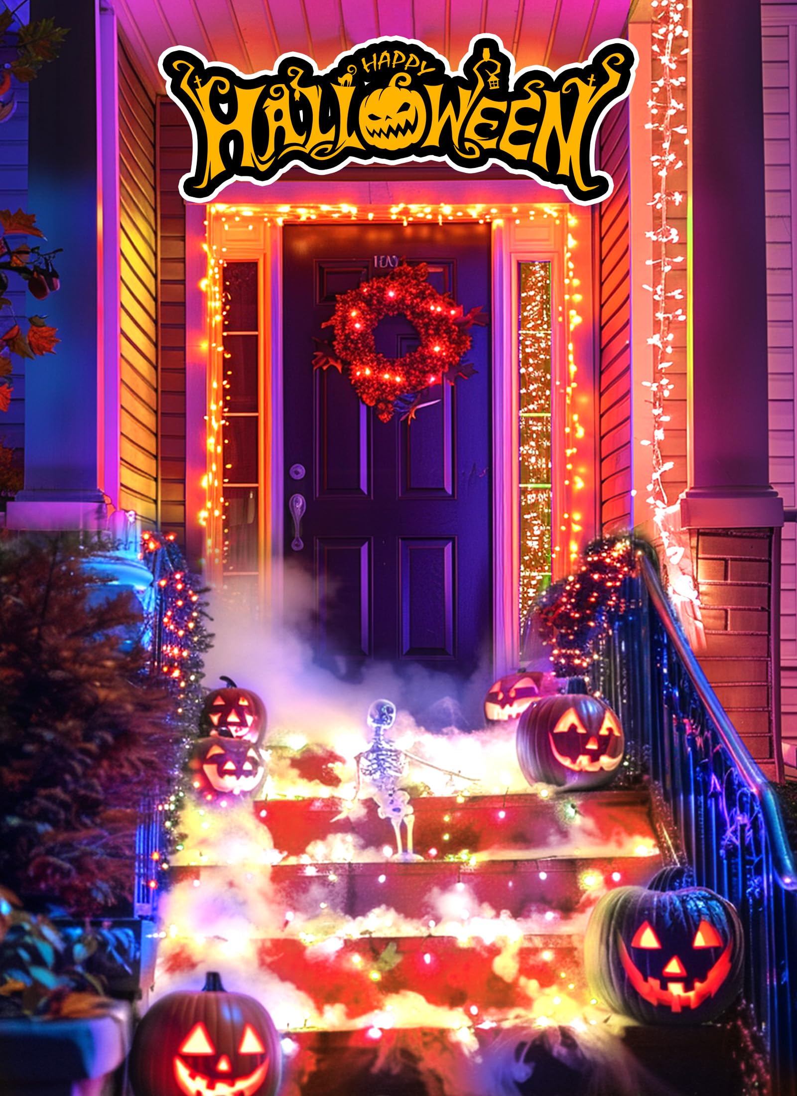 Brightown Orange Lights  19.6Ft 240 Led Solar Fairy Lights  Halloween Lights Outdoor With 8 Modes  Waterproof Twinkle Fall Light For Patio Yard Trees Party  Black Wire