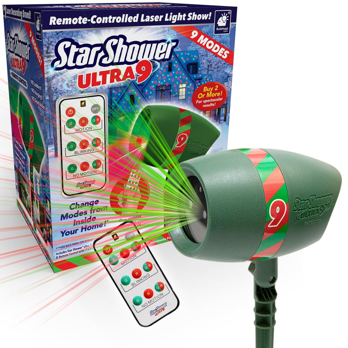 Star Shower Ultra 9 2024 Holiday Projector, AS-SEEN-ON-TV, Fast & Easy Way to Decorate Your Home, Laser Modes, Projects Thousand