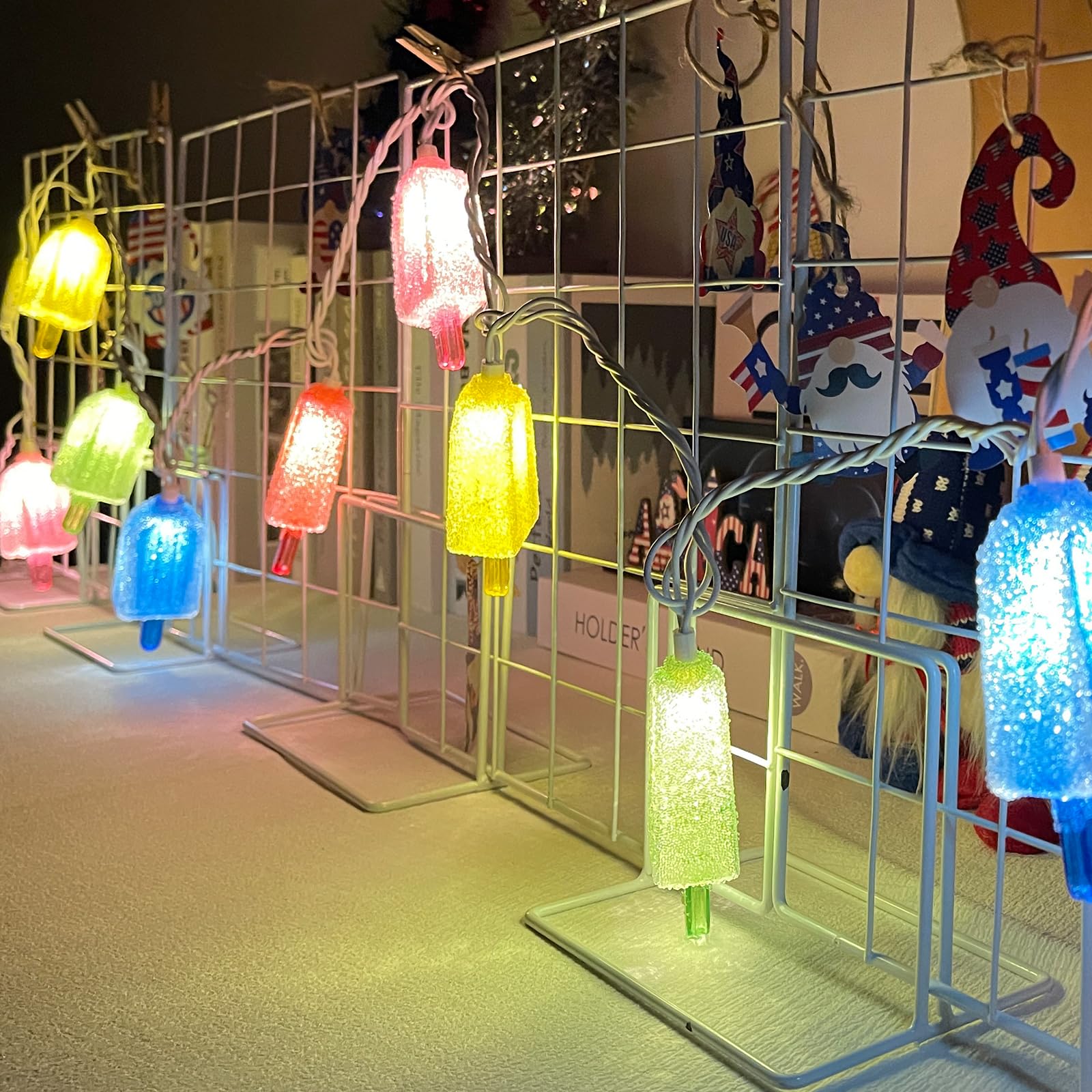 Egcol 8.5Ft Led Popsicle String Lights - Plug In Colorful Ice Cream Decorative String Lights With 10 Popsicle Lights For Indoor