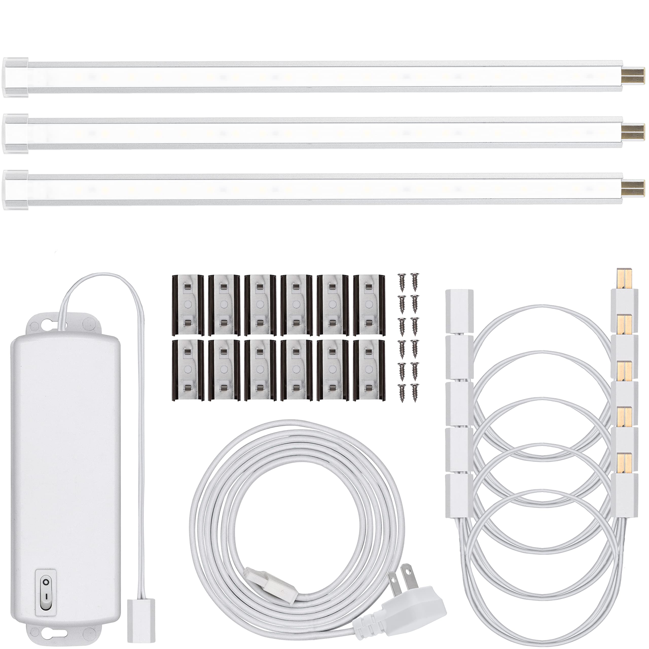 UltraPro 10in. Linkable LED Bright Strips, 3 Pack, 825 Lumens, 2700K Warm White Light, Low Voltage, Under Cabinet Lighting, Stri