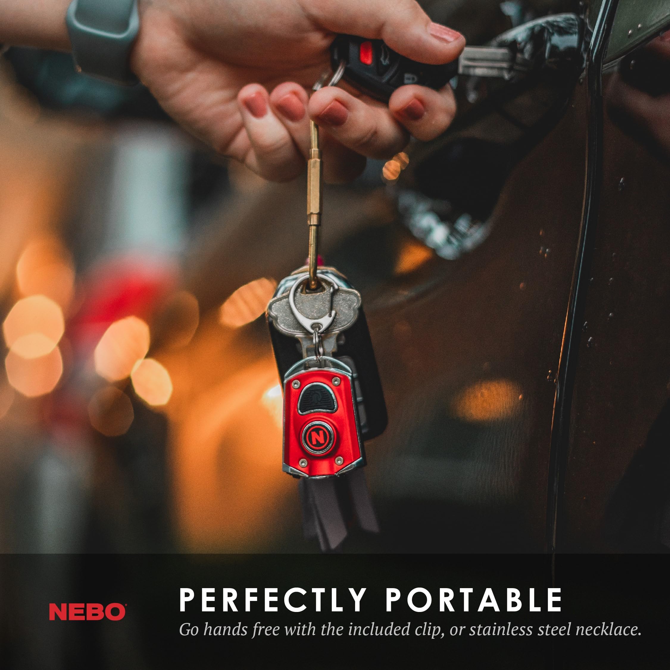NEBO MYCRO USB Rechargeable LED Keychain Light, 6 Modes, Aluminum, One-Size, Red, Model NEB-KEY-0004