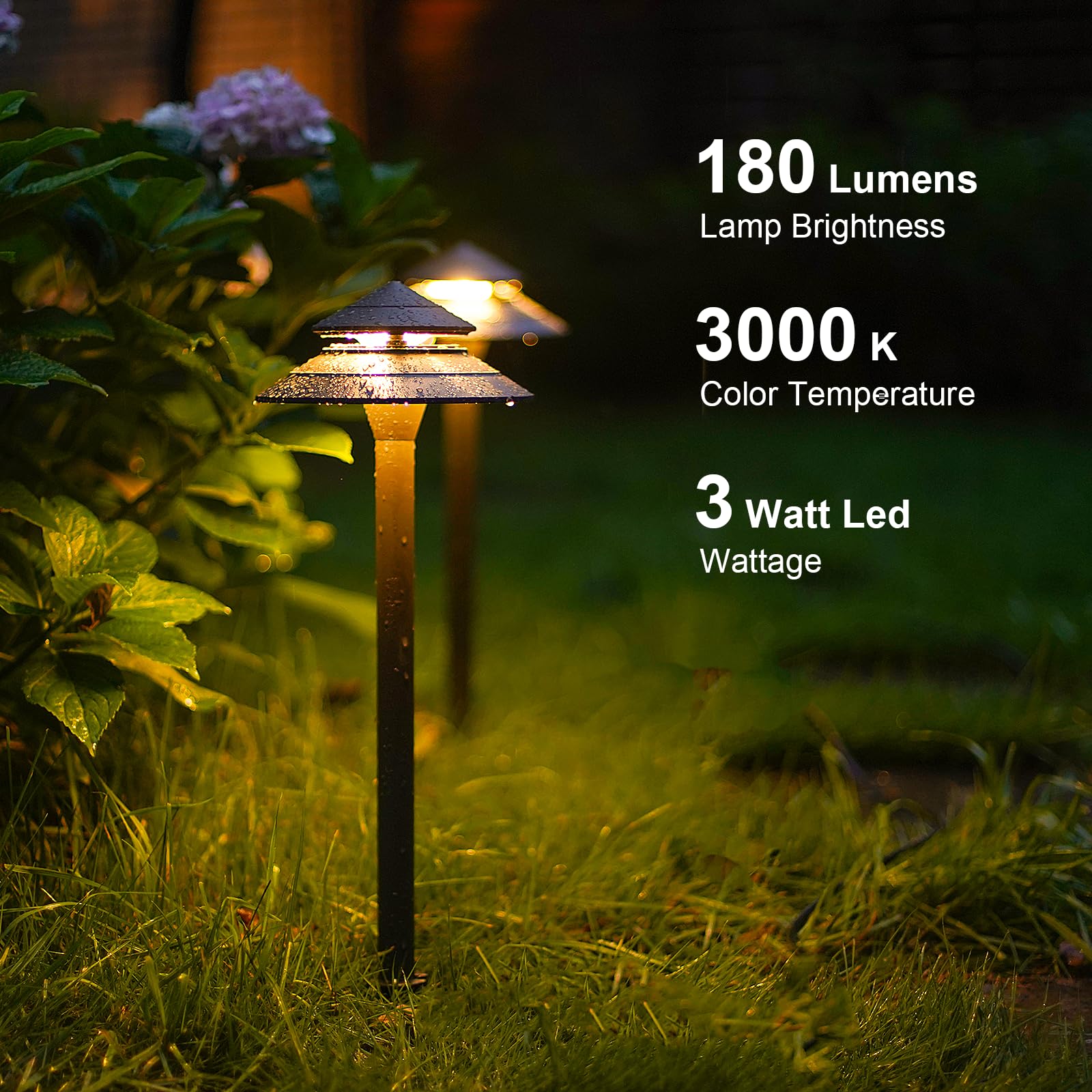Goodsmann Pathway Lights 3W Led 2Pk Outdoor Low Voltage Landscape Lighting 180 Lumen Hardwired 2 Tier Pagoda Path Lights 3000K W