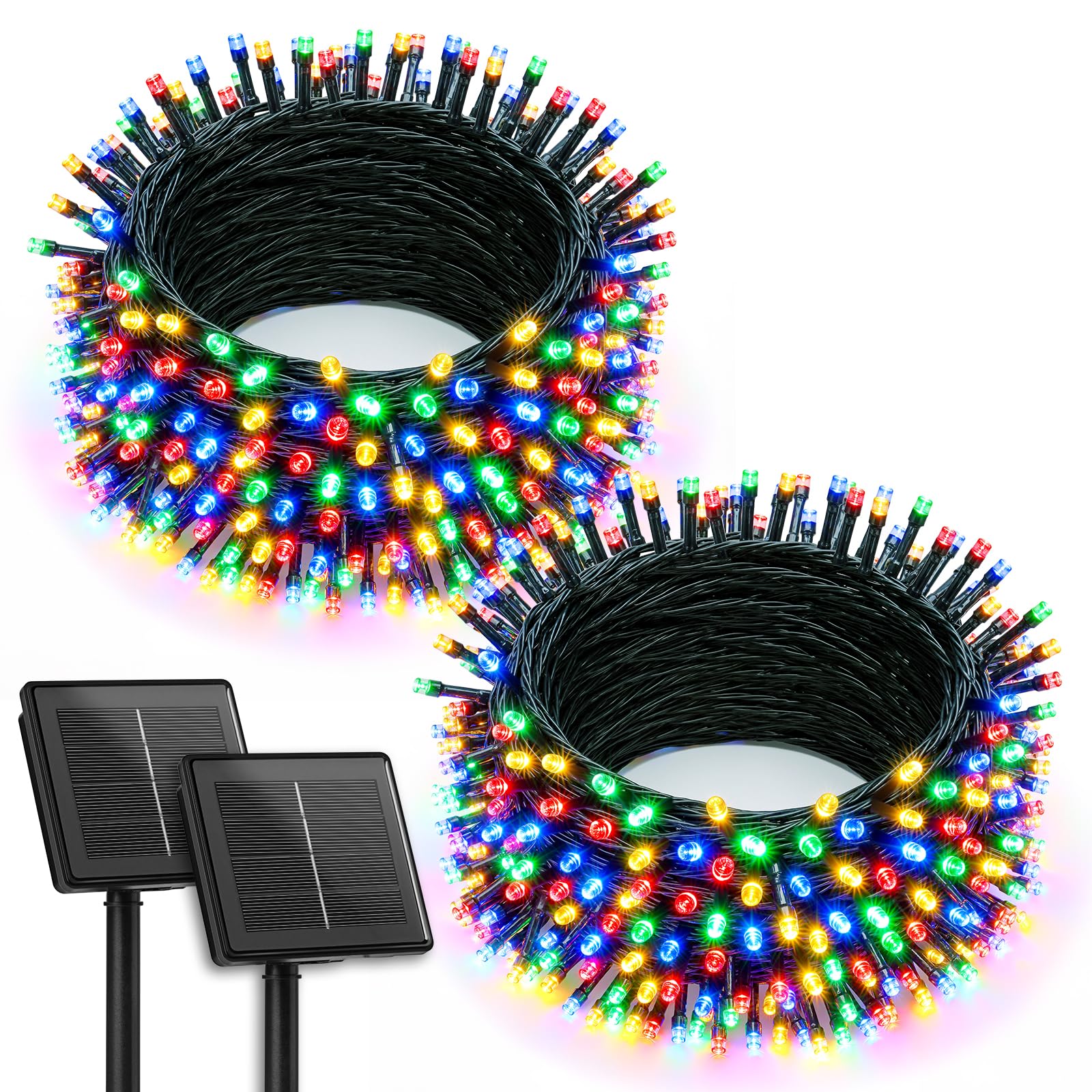 Brightown 2 Pack Solar Christmas String Lights Outdoor  Total 144Ft 400 Led Twinkle Fairy Lights Waterproof With 8 Modes Auto On/Off For Patio Tree Garden Party Home Wedding Decorations (Multicolor)