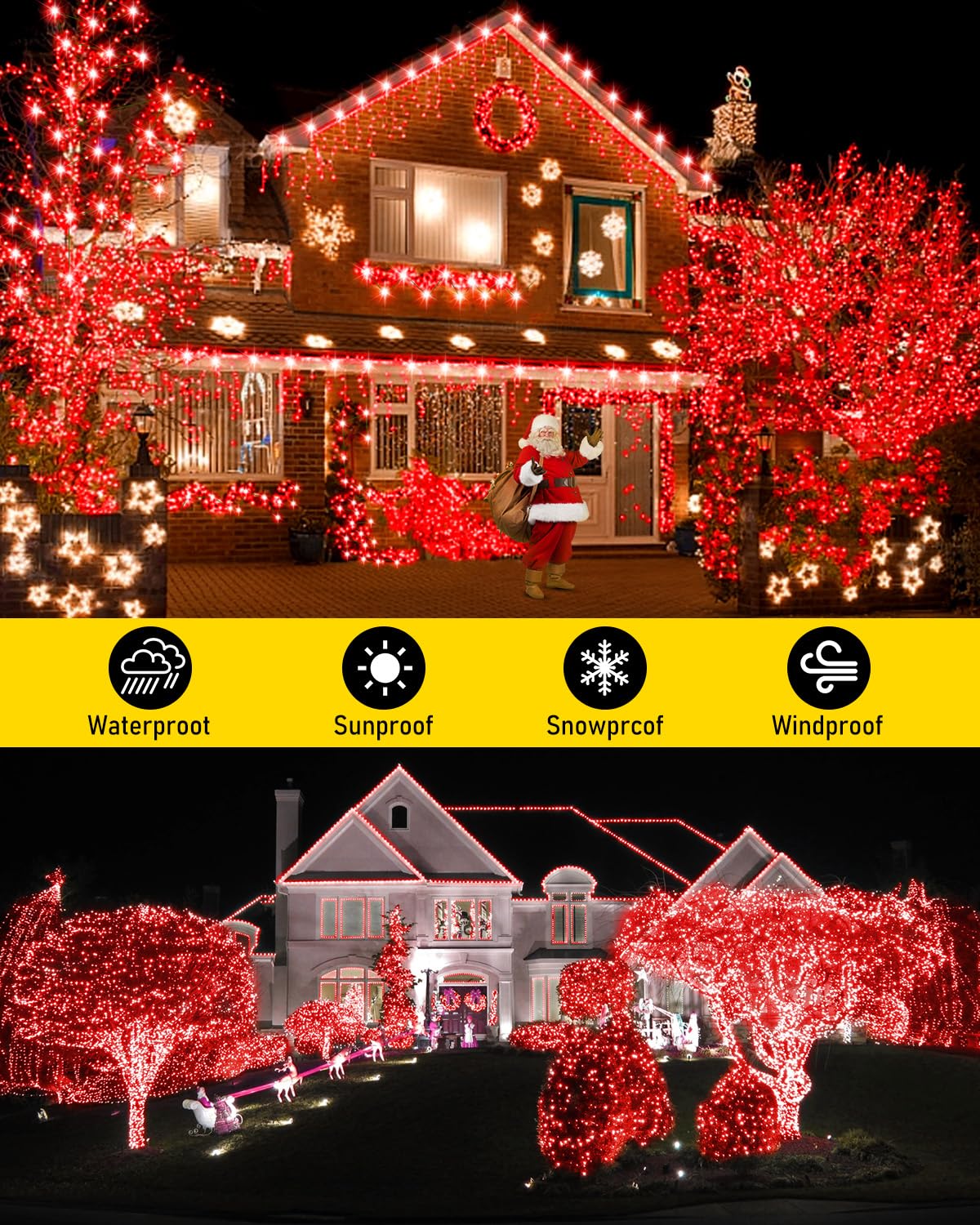Knonew 203Ft Outdoor Christmas Fairy Lights Plug In,600 Led String Lights Outdoor Waterproof 8 Modes Memory Times For Wedding Be
