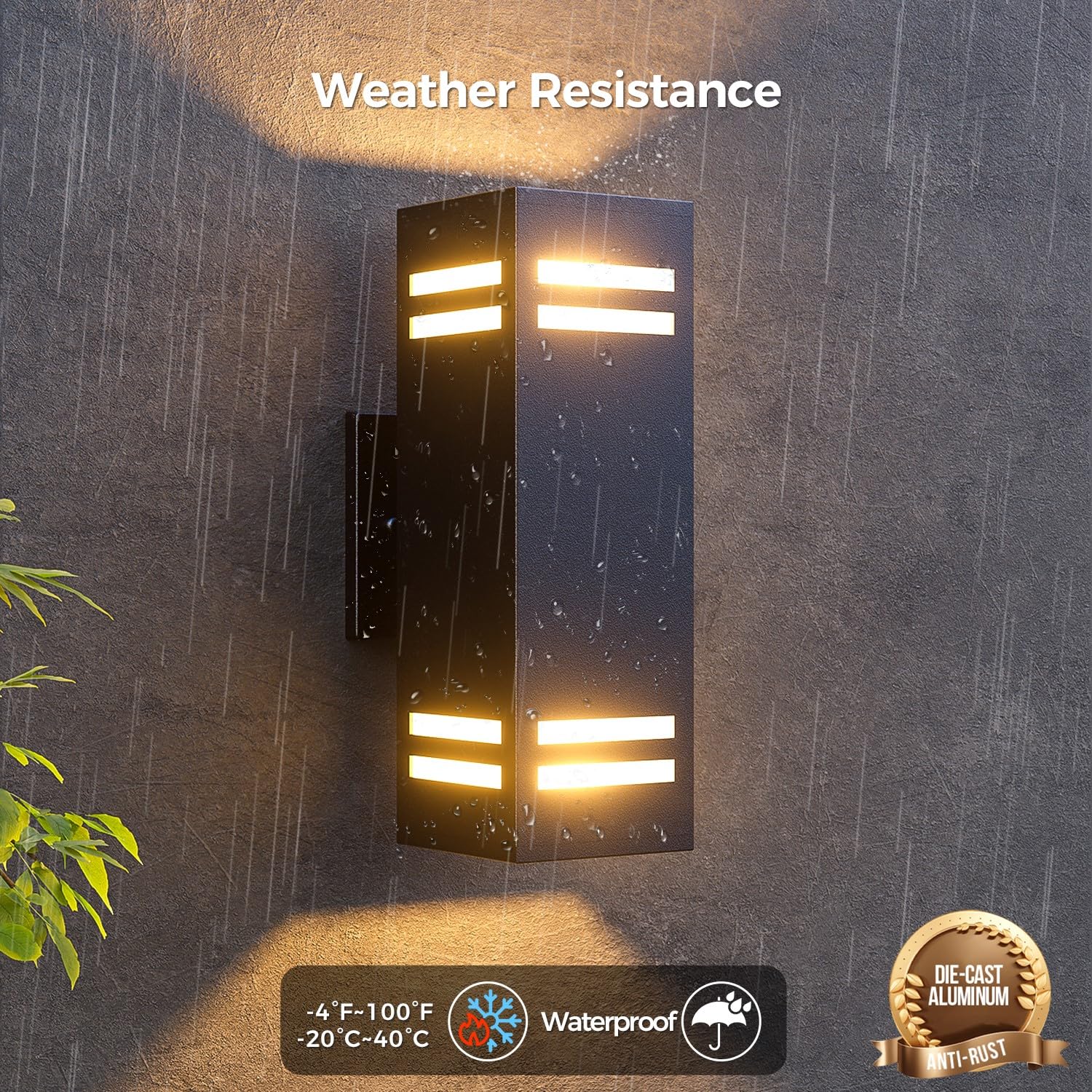 Kizon Smart Porch Lights Color Changing, Ambience Rgb Wifi Outdoor Sconce Lights App Control Black Exterior Light Fixture For Ho