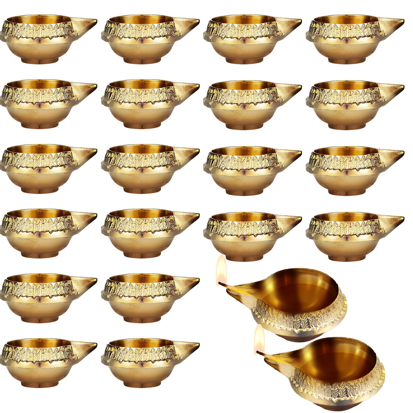 Retisee 10 Pcs Kuber Diya for Diwali Decoration Brass Metal Oil Lamp Traditional Diwali Diya Vilakku with Storage Box to be Used