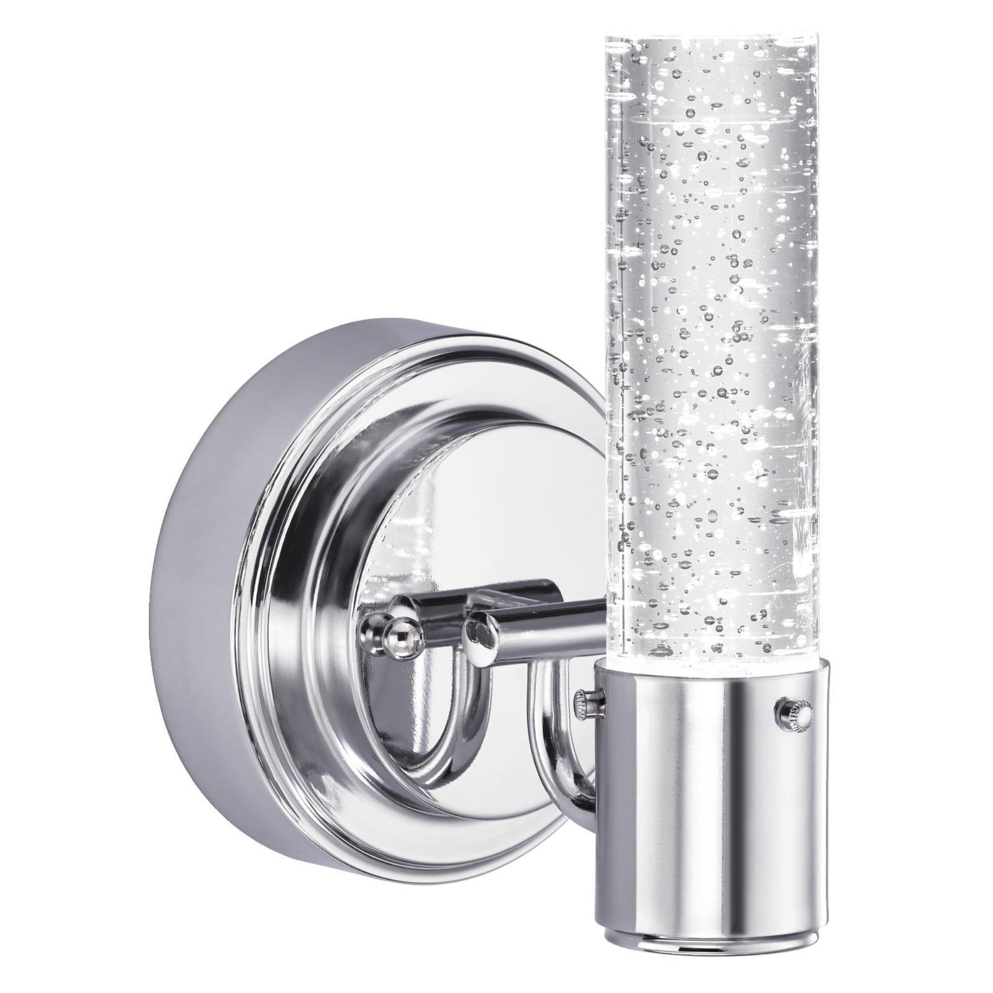 Westinghouse Cava One-Light LED Wall Fixture, Chrome Finish, Bubble Glass, 1 Pack, Silver, Model 6307600