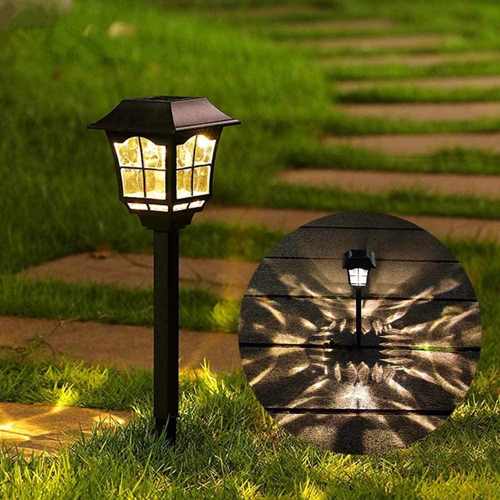MAGGIFT Solar Pathway Lights, 8 Lumens, Black, 6 Pack, Waterproof, Easy to Install, Decorative, Solar Powered