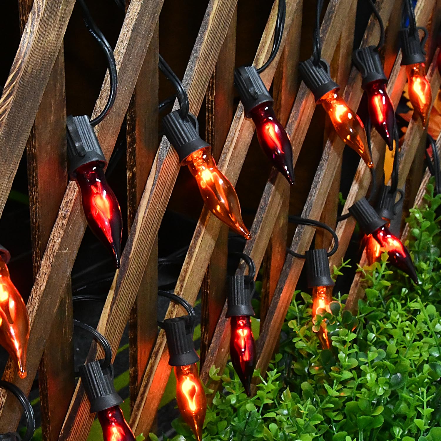 27.8Ft Orange And Purple Halloween Lights Flame String Lights, Spooky Flickering Halloween Decorative Lights With 25 +4 Orange And Purple Light Bulbs, For Halloween Home Party Indoor Outdoor Decor
