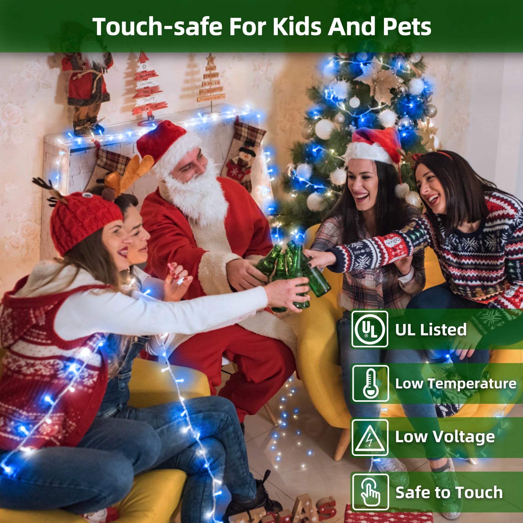 1500 Led 470Ft Christmas Lights Outdoor 12 Lighting Modes Christmas String Lights With Timer  Dimmable Blue Cool White Led Stringlights Waterproof For Yard Wedding Party Holiday Decor Blue&Coolwhite