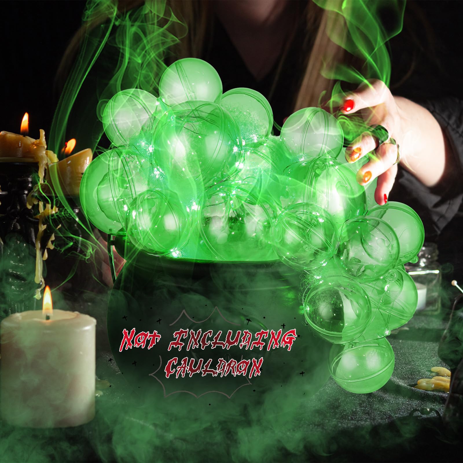 Wenqik Halloween Bubble Cauldron DIY Set, 33 Pcs with 30 Clear Plastic Balls, Green, Model SIX-Wenqik-39