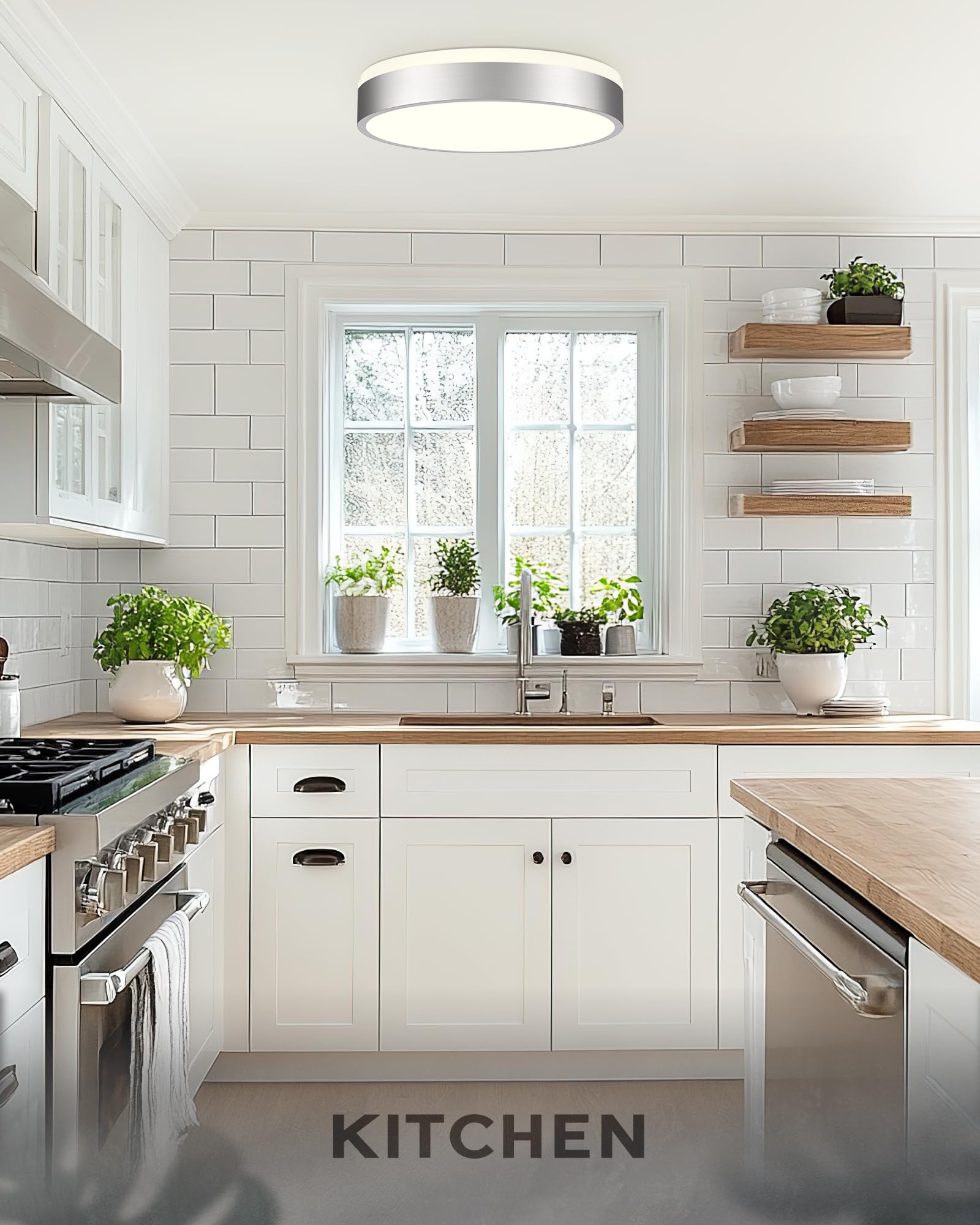 Ken & Ricky Modern Flush Mount Led Ceiling Light Fixture  12 Inch 5Cct Ceiling Light  Brushed Nickel Hallway Lighting Fixtures Ceiling  Kr3350-1Pk