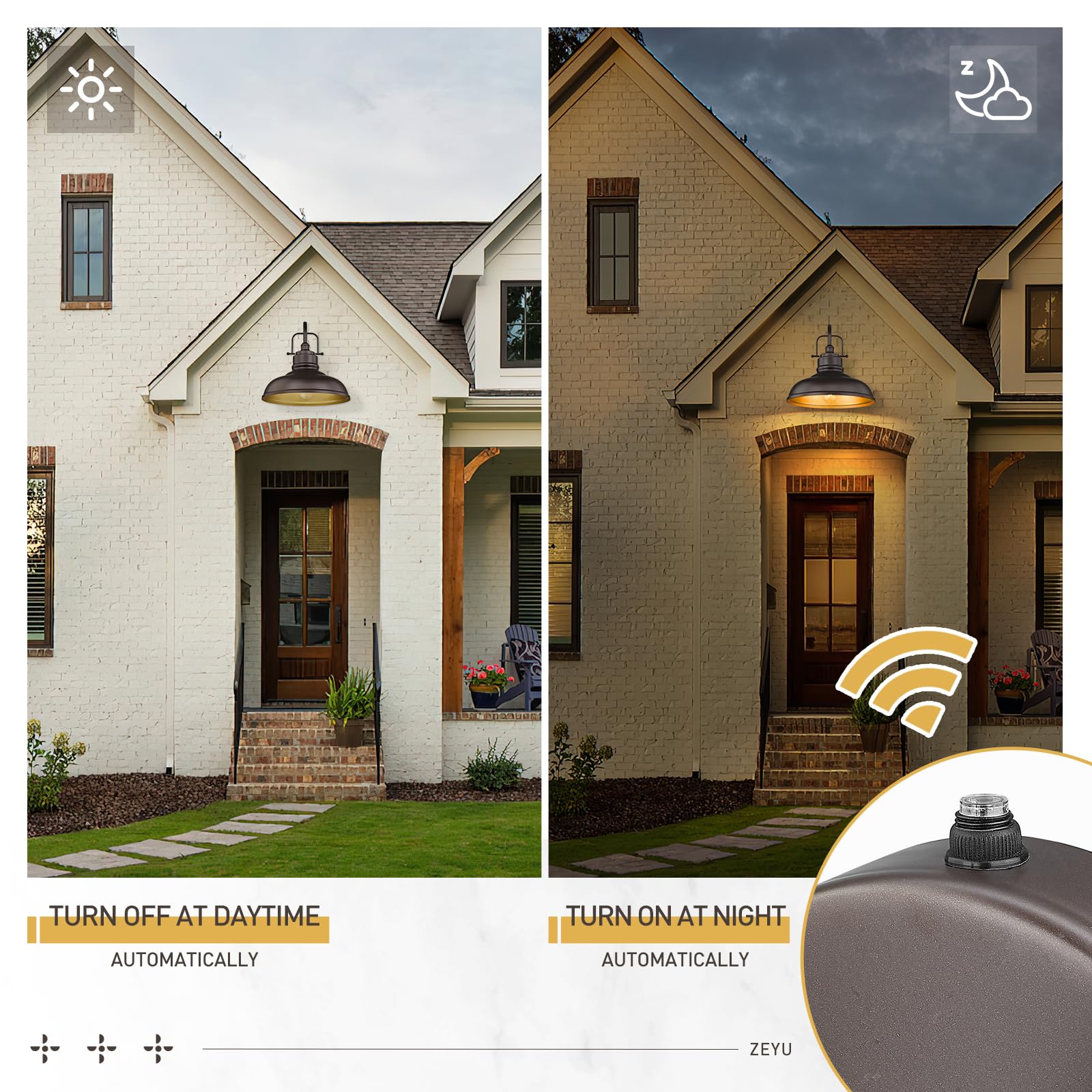 Zeyu 18 Inch Vintage Gooseneck Wall Light Fixture, Outdoor Dusk To Dawn Barn Light, Farmhouse Wall Sconce Light For Garden Garag