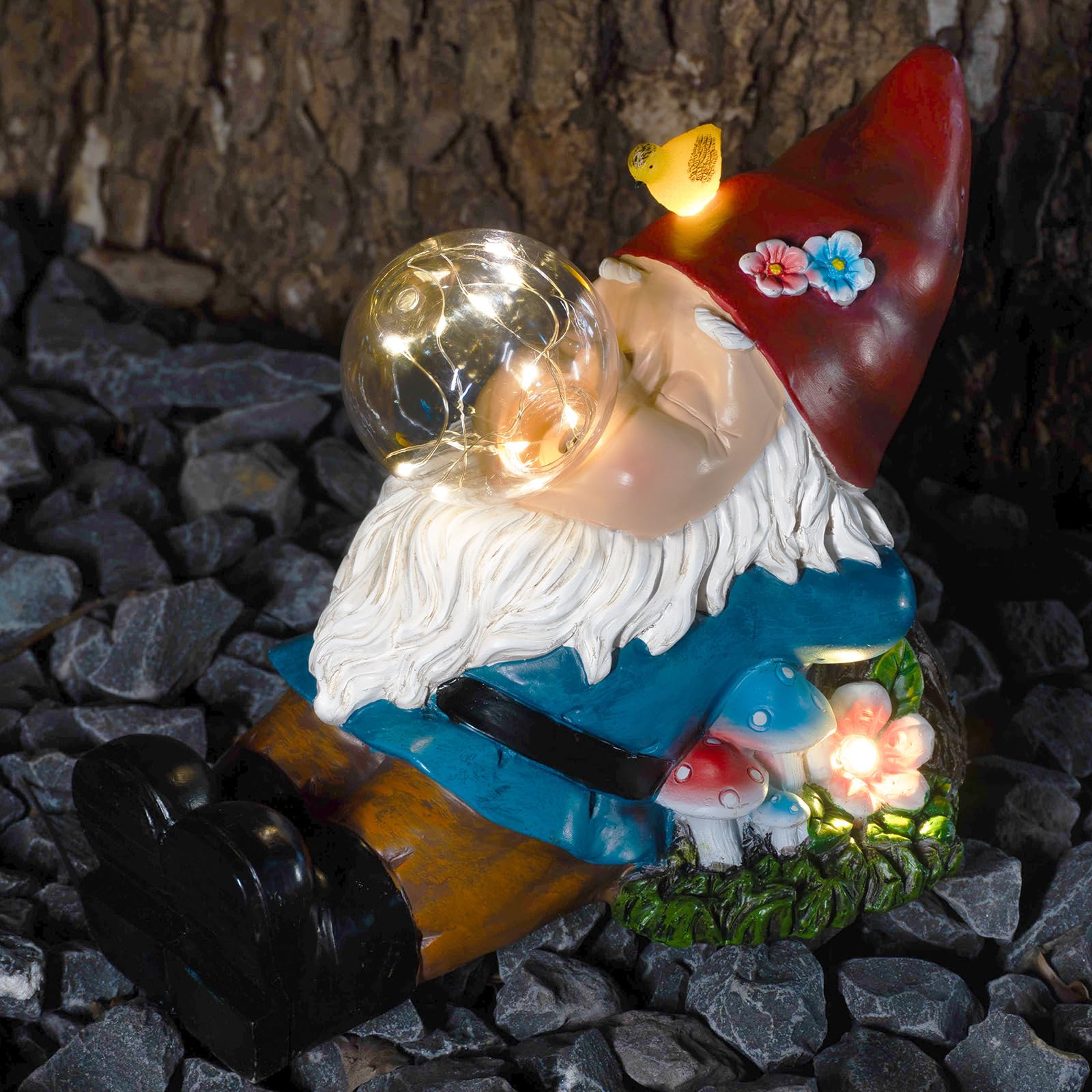 Garden Solar Figurine Light - Flowerpot Succulent Solar Light Outdoor, Solar Powered Lighting Outside Decorations Yard Art Lawn 