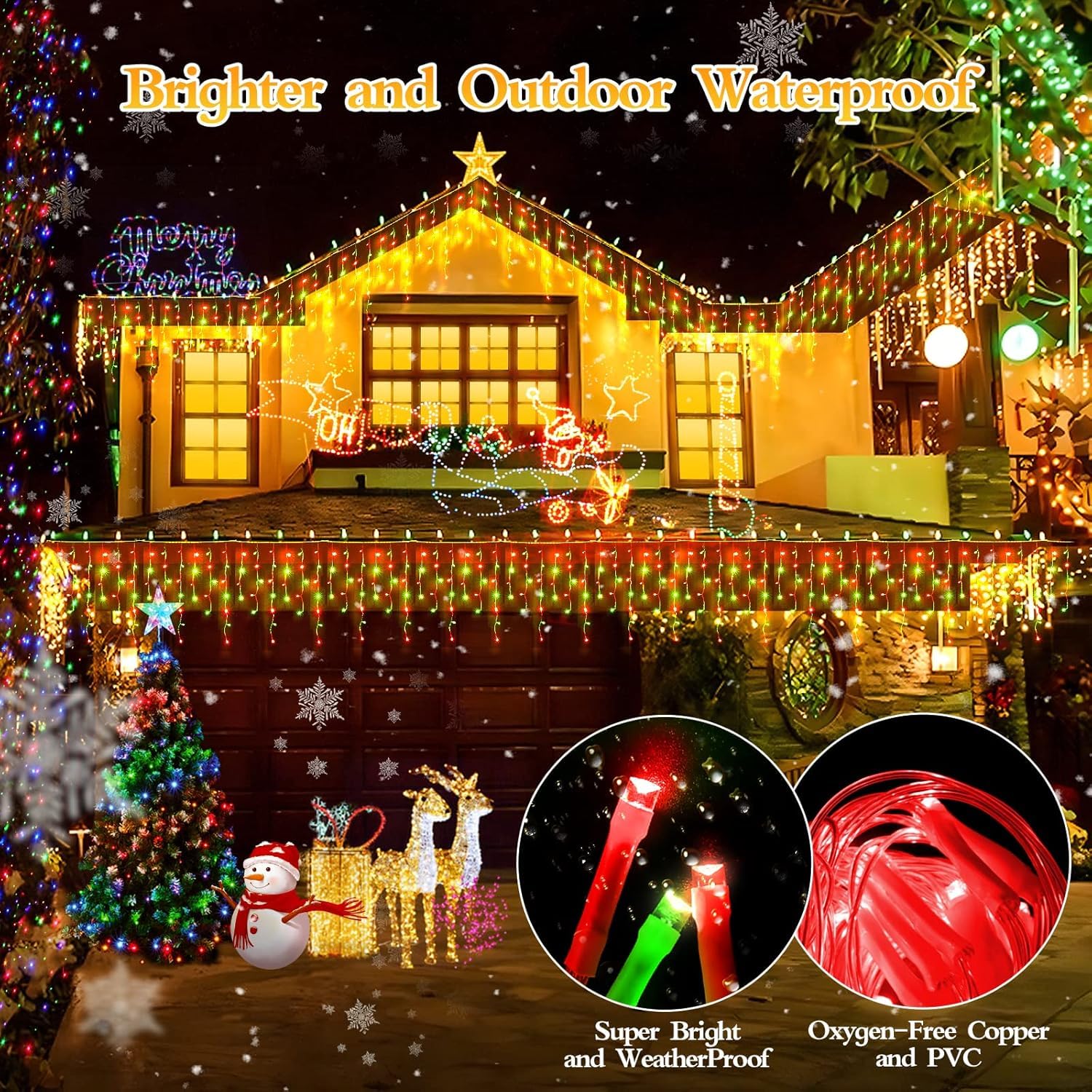 FLVOECN 960 LED Christmas Lights, 98FT, Waterproof, Dimmable, 8 Modes, Red & Green, Model YQS-200L, Indoor/Outdoor Decor