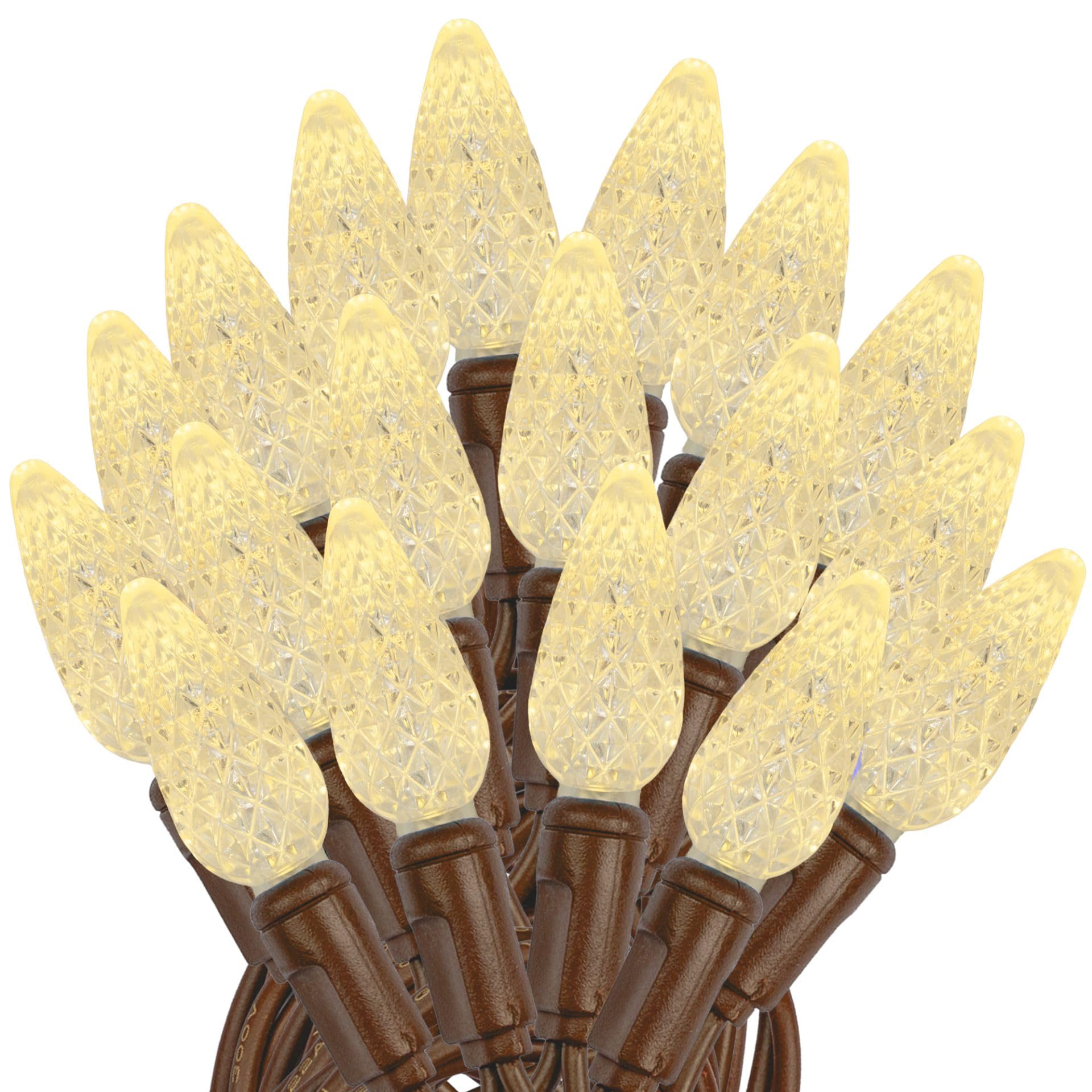 Novelty Lights 24Ft 70 Led C6 Christmas String Lights  Outdoor Commercial Grade Tree Decorations  Permanent Led Lights (Warm White)