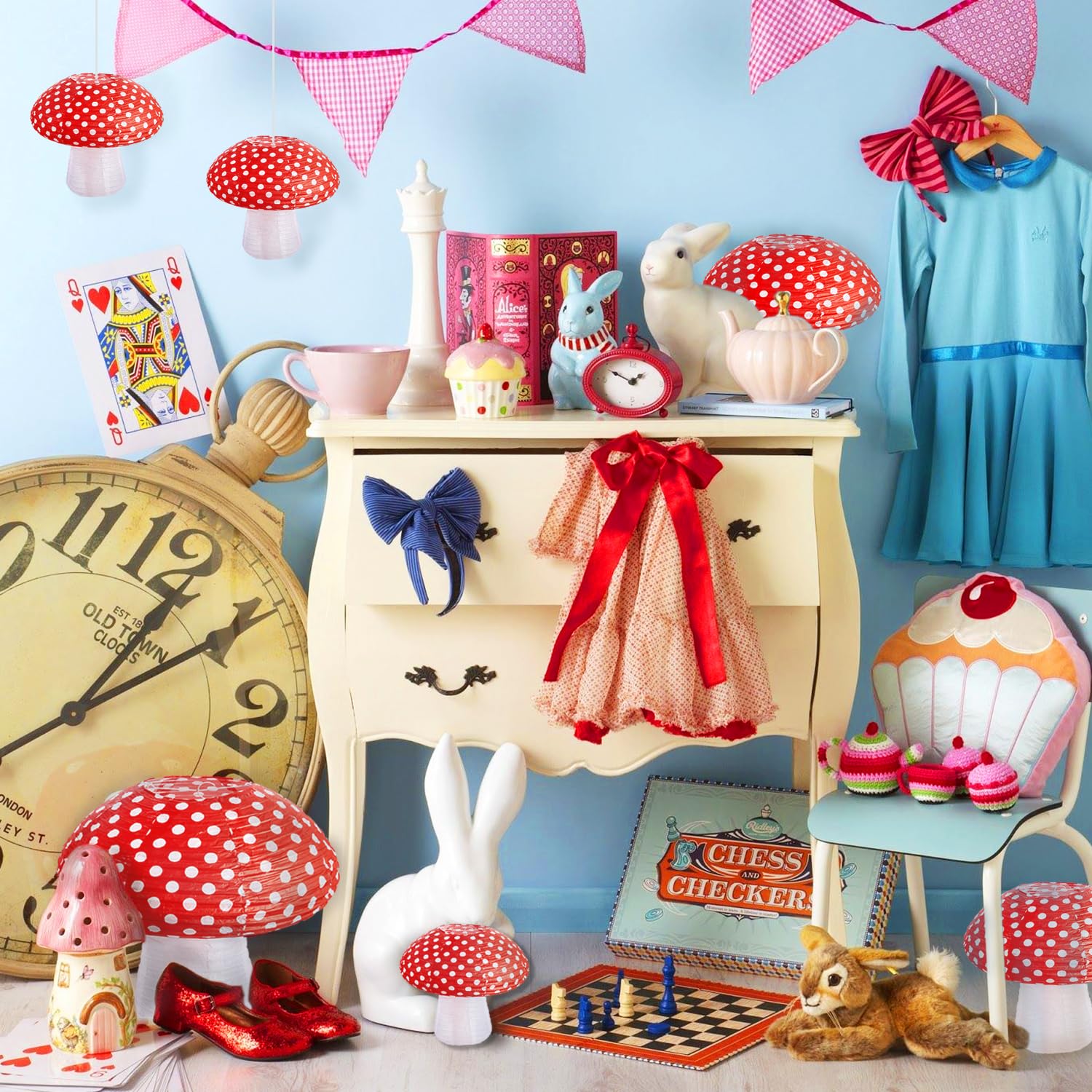 Mushroom Paper Lanterns 6 Pcs Mushroom Hanging Paper Lanterns 3 Size Paper Lantern Bedroom For Alice In Wonderland Themed Birthday Baby Shower Fairy Theme Party Decorations