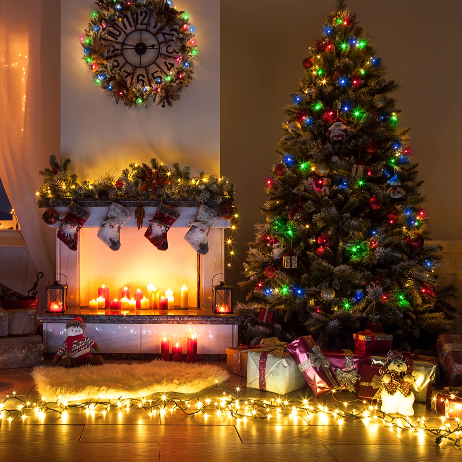 Jmexsuss 91.5Ft 250 Led Color Changing Christmas String Lights, 11 Modes Warm & Multicolor Christmas Tree Lights With Music Rhythm Function, Remote Christmas Lights Outdoor Waterproof For Xmas Decor