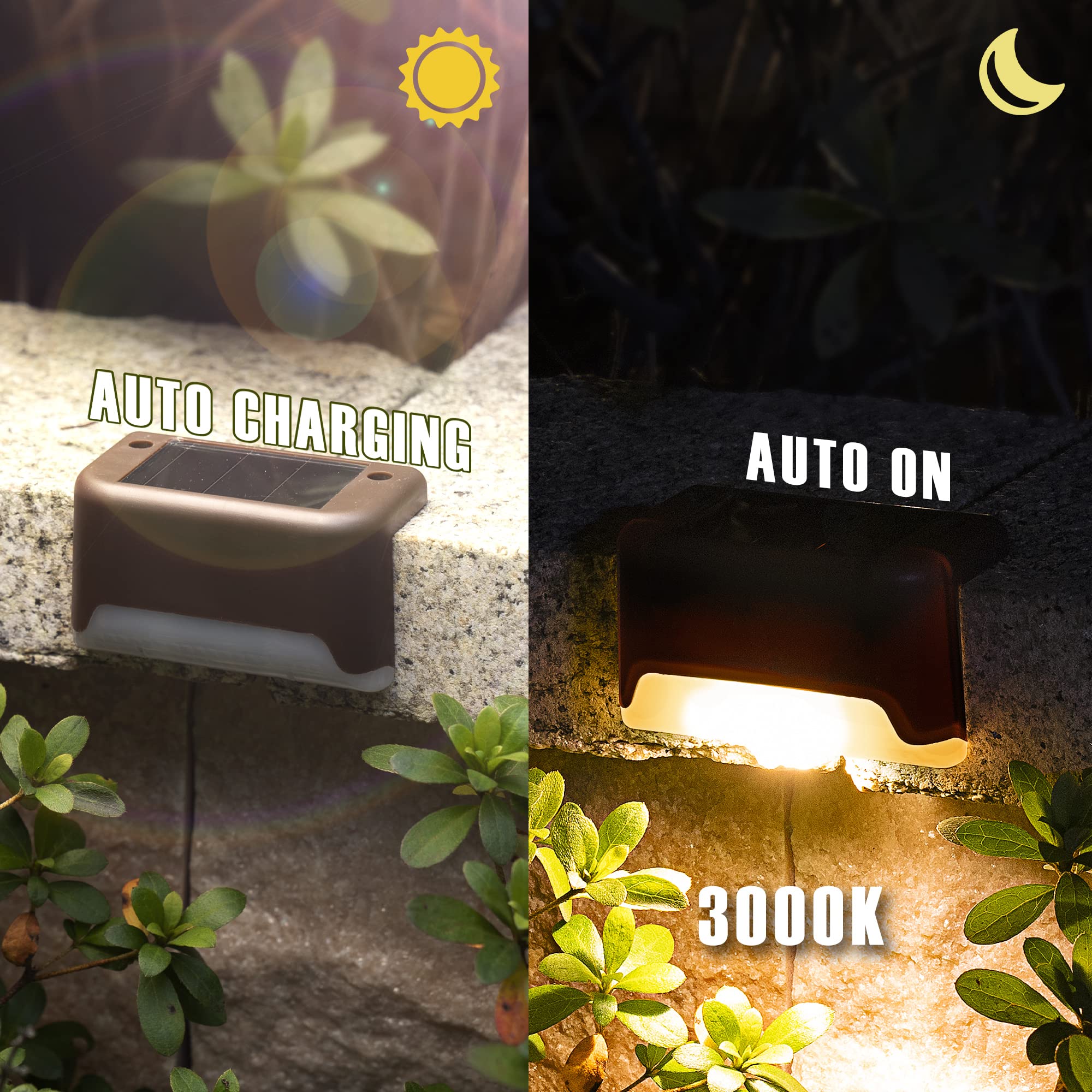 Gigalumi 16 Pack Led Solar Deck Lights, Waterproof For Outdoor Stairs, Warm White, Model 8363, Ideal For Fence And Patio