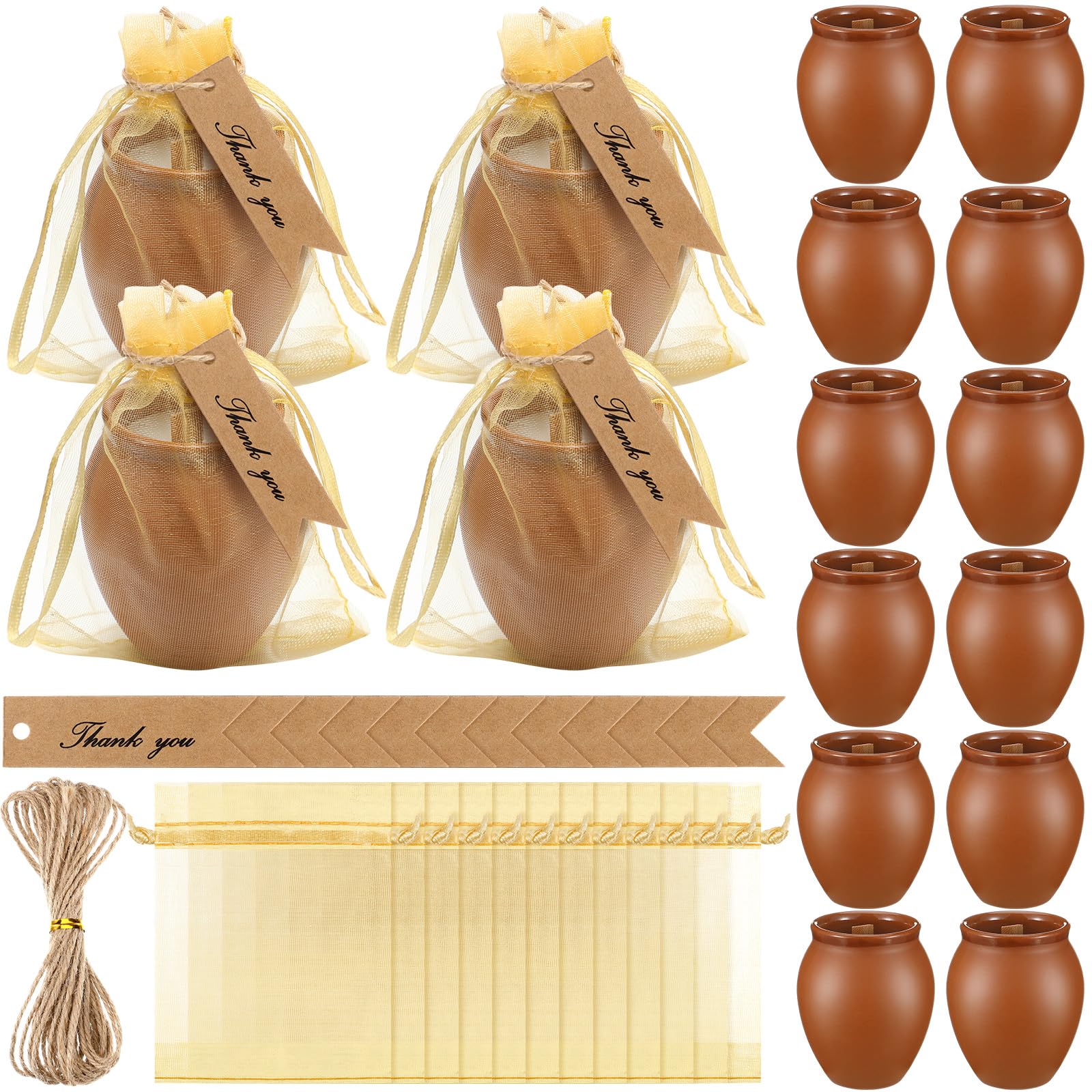 Honeydak 12 Set Cielito Lindo Party Decorations Mexican Themed Baby Shower Candle Favors Terracotta Tealight Candles Set Mexican