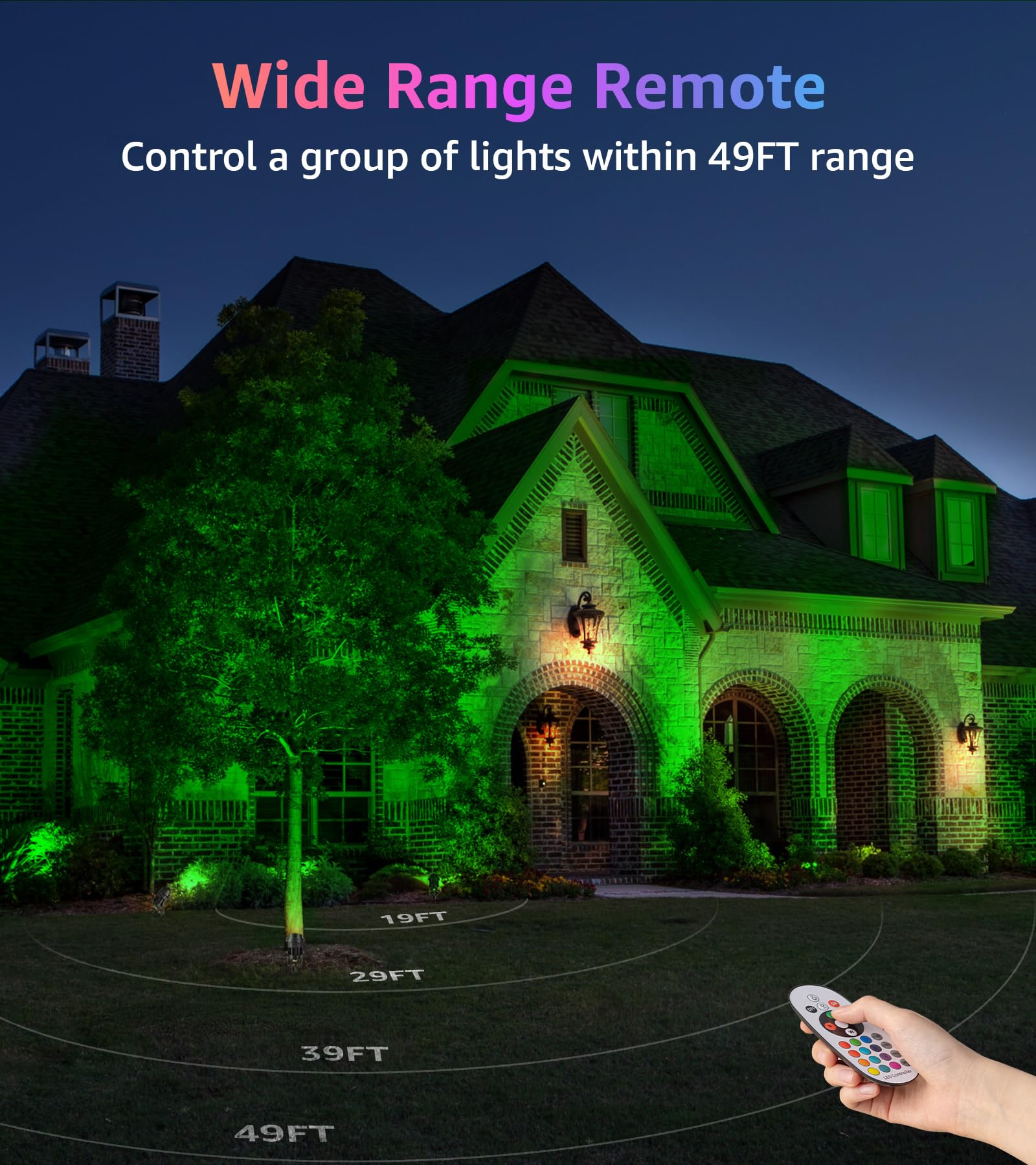 SUNVIE RGBW LED Landscape Spotlight, 12W Outdoor Remote Control, Waterproof, Multicolor, 1 Pack, Model CHRS1201