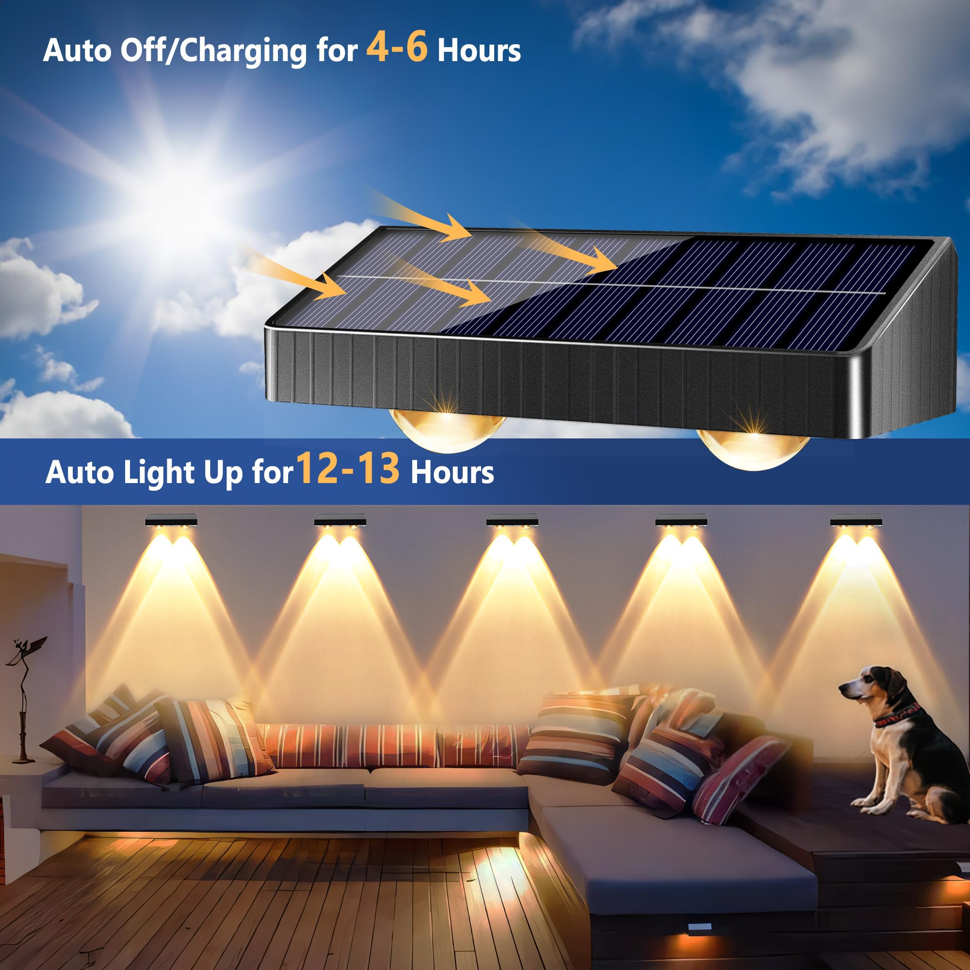 Brizled Solar Fence Lights, 12 Pack, 6 Modes, IP65 Waterproof, Warm White + Cool White + Natural White