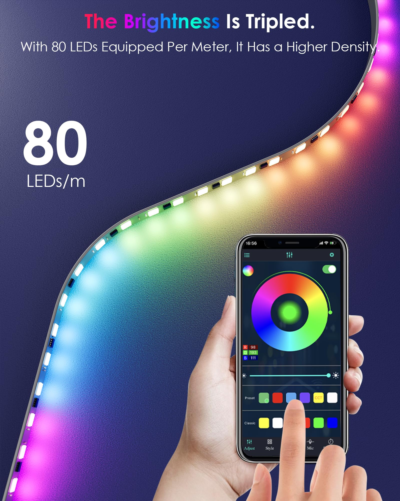 boostool RGB LED Corner Floor Lamp with Remote Control, 65in Color Changing Mood Light, Model QJD-SKS, 1-Pack