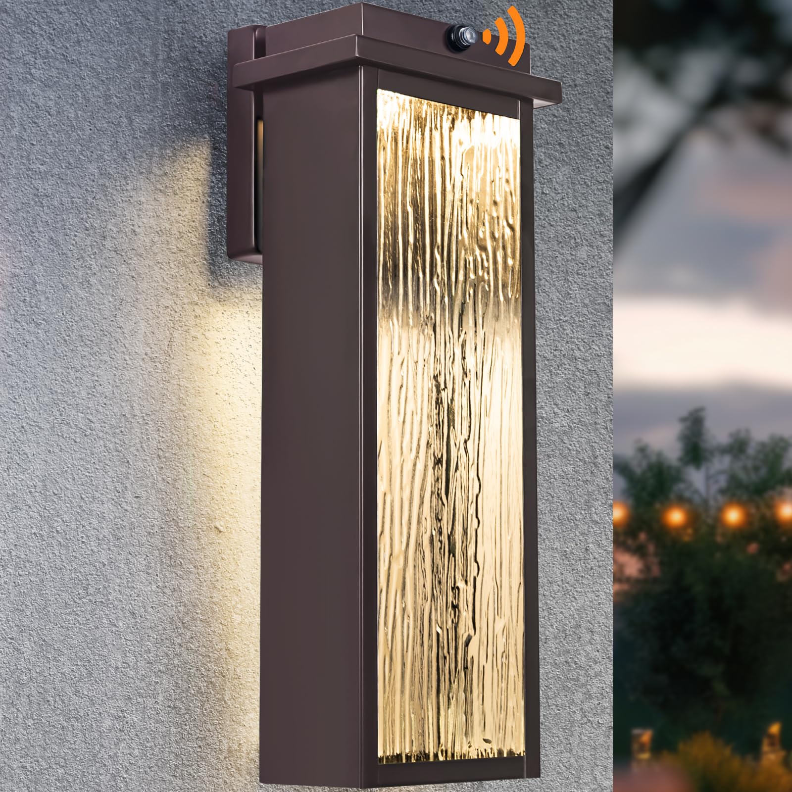 16 Oil Rubbed Bronze Dusk To Dawn Led Outdoor Wall Light  Large Brown Exterior Lighting Fixture  Modern Outside Wall Mounted Porch Sconce  Waterproof Patio Lantern Lamp With Sensor  1 Pack