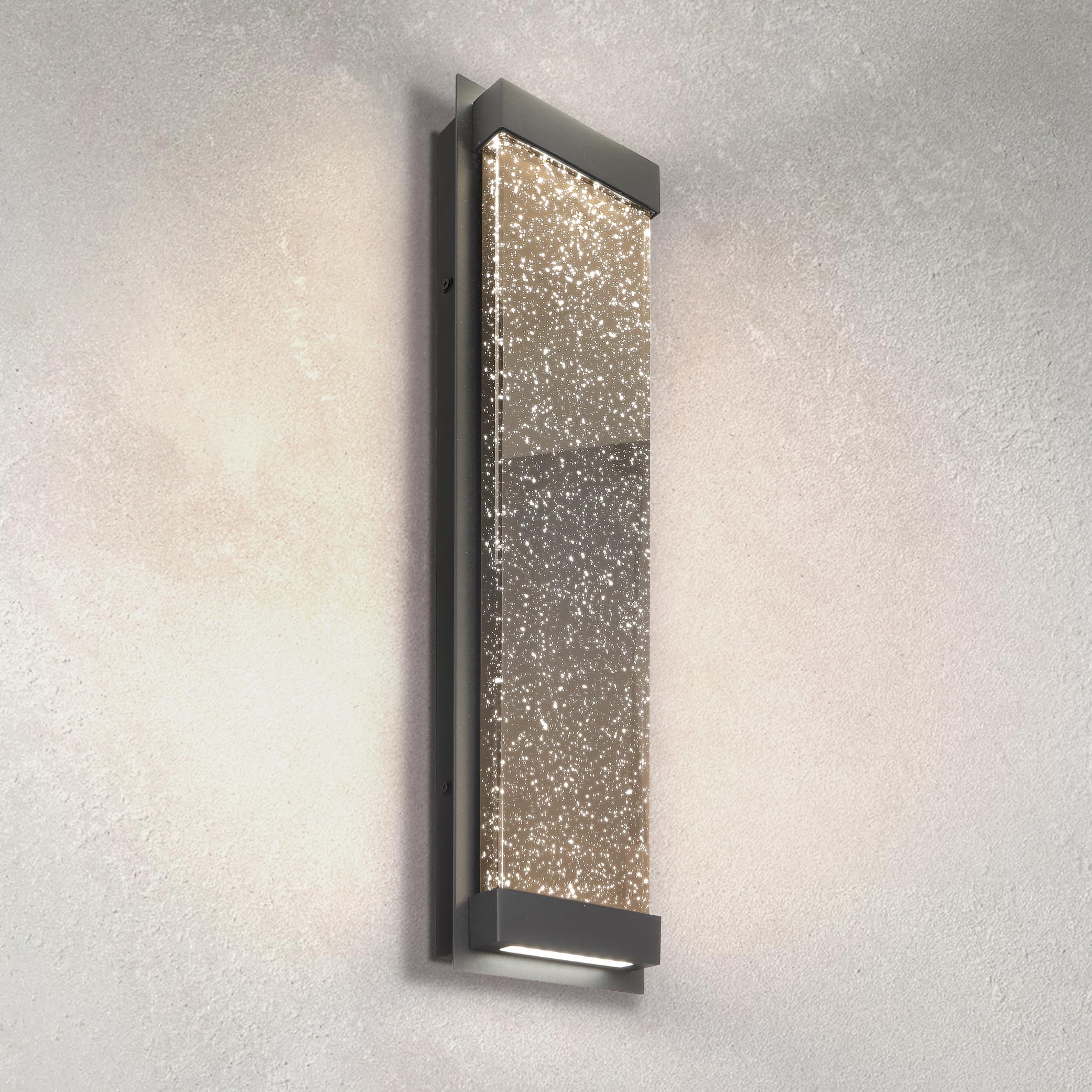 Asd Led 24 Bubble Glass Wall Light Fixture  Outdoor & Indoor Seeded Sconce | 3Cct  Waterproof  Dimmable  Up-Down Glow  Etl Listed | 22W 530Lm 3000-5000K 100-277V | Porch Lighting | Black  4 Pack