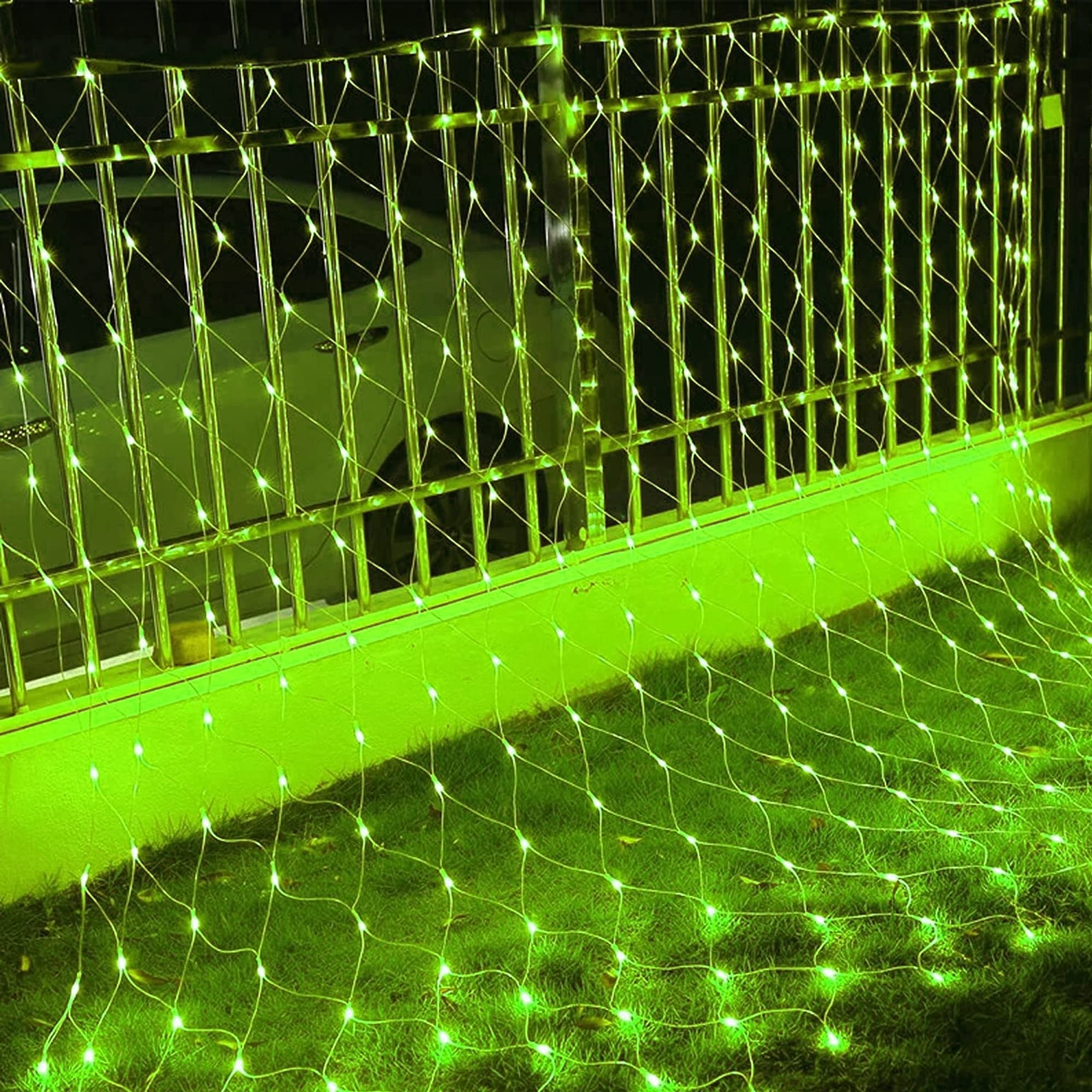 Dazzle Bright 200 LED Net Lights with 8 Modes, 9.8x6.6 FT, Green, Model HB-360WCOI, Clear Wire, Indoor/Outdoor Christmas