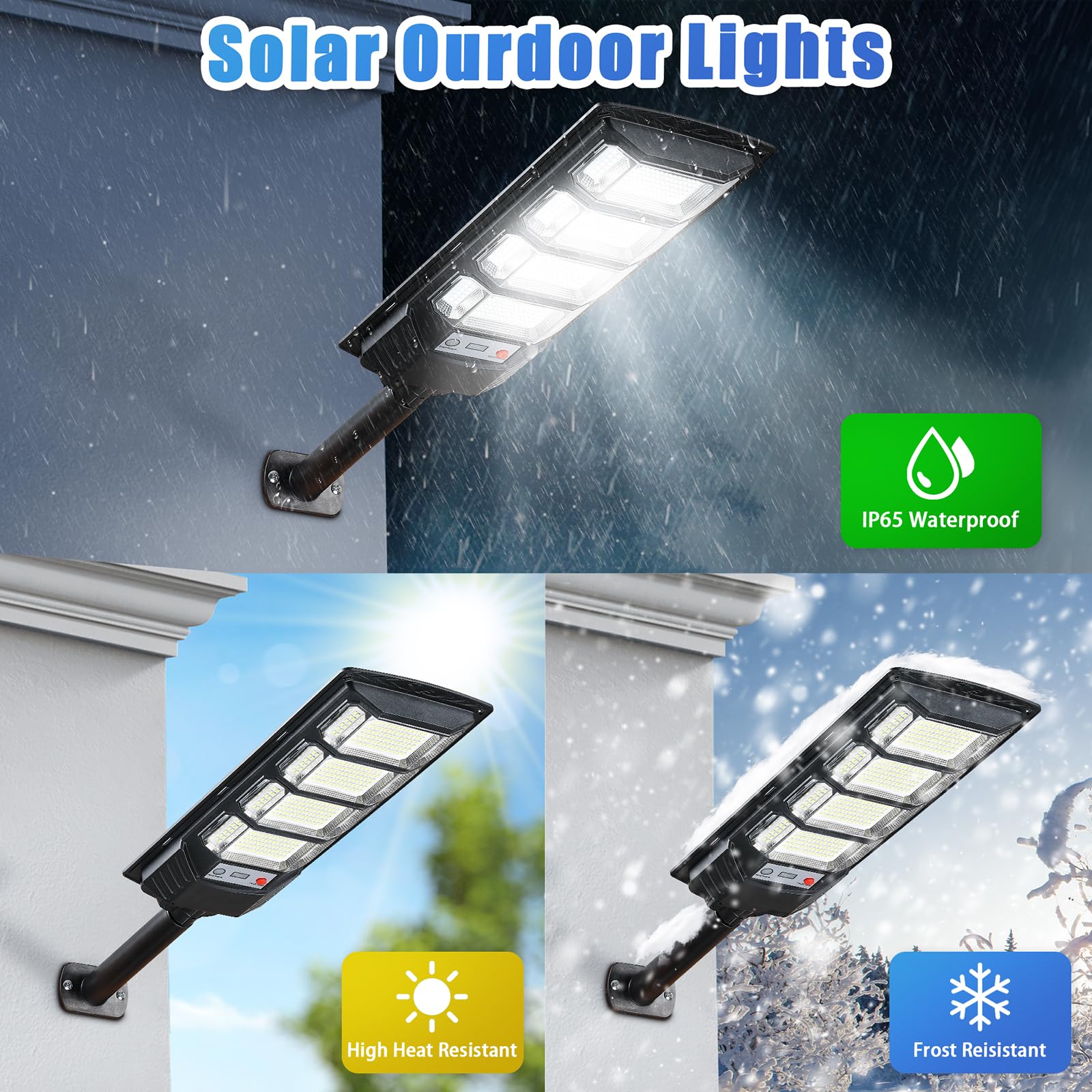 2 Pack Solar Street Lights Outdoor Waterproof 10000Lm 6500K, Solar Light Outdoor Dusk To Dawn With Wide Angle Motion Sensor And