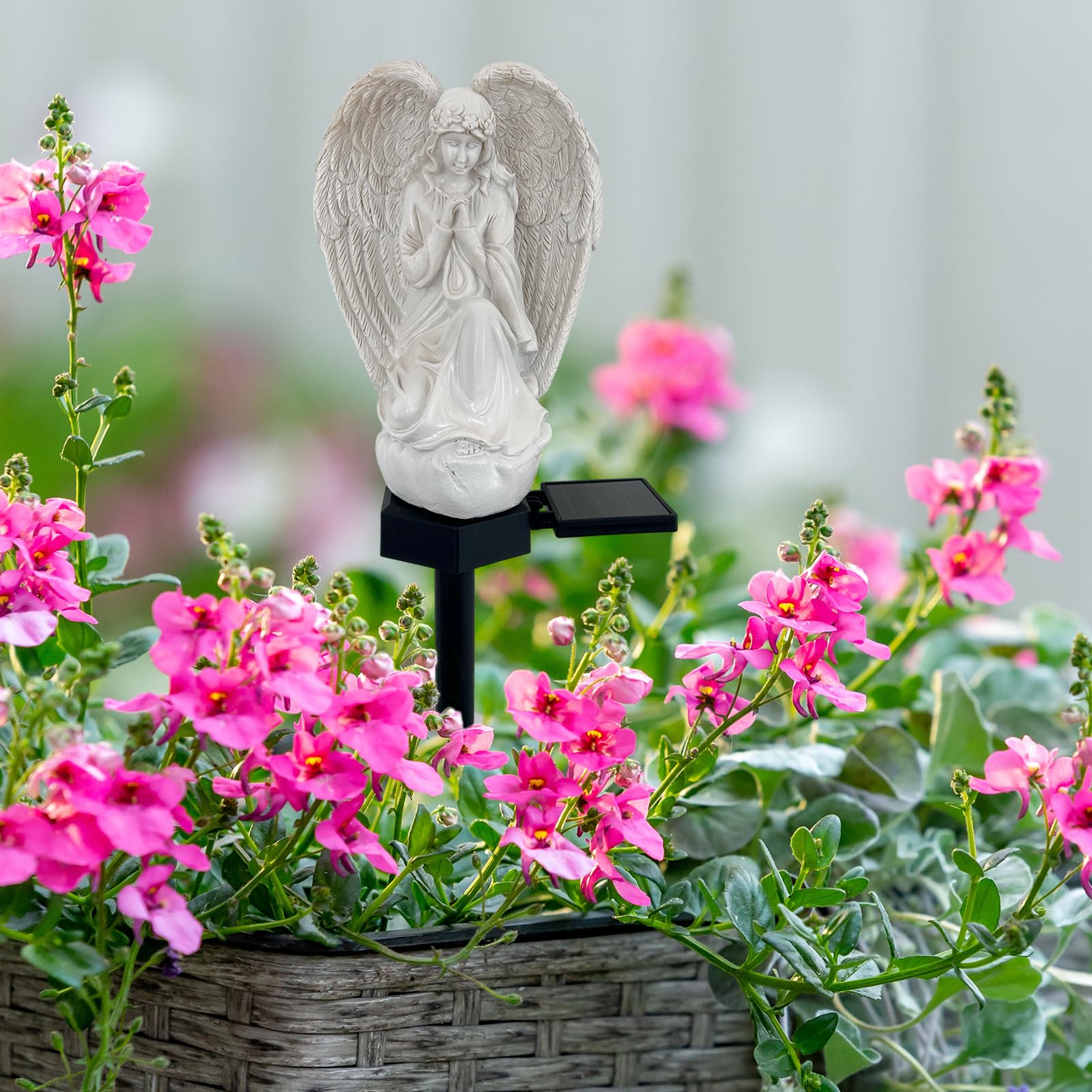 Laiamer Solar Garden Angel Lights, Waterproof Outdoor Garden Angels Statue Decorations Angel Solar Lights For Cemetery Gravesite