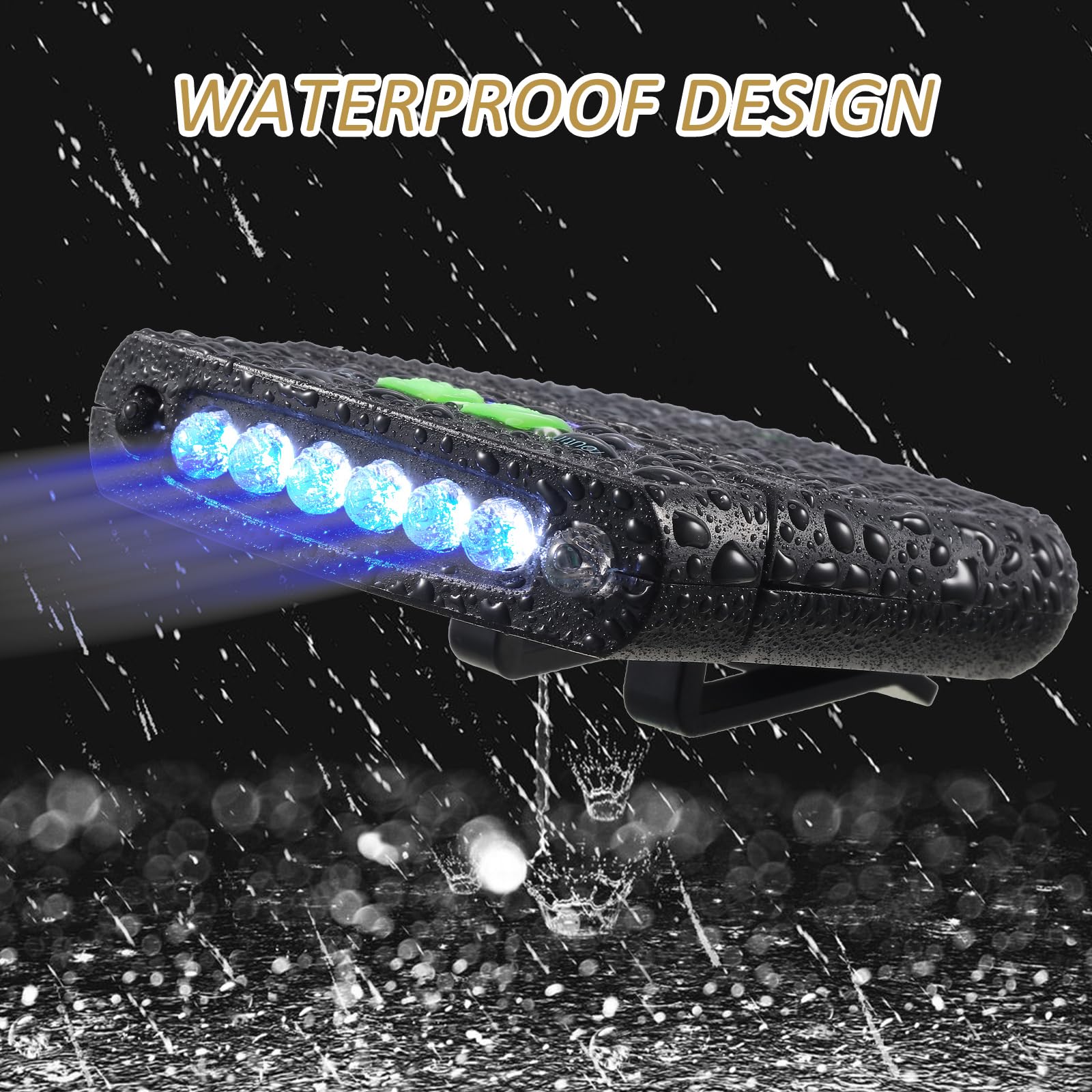 Mudder LED Clip-on Cap Lights, USB Rechargeable, Waterproof, Ultra Bright, Model 902030/803035/803040/4025100/4025130, Black/Gold