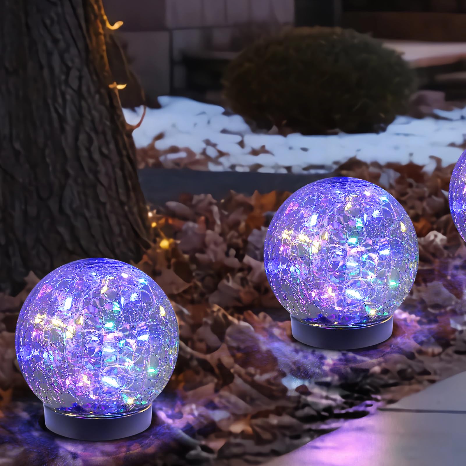 MLKNK Solar Globe Lights - Waterproof  ed Glass Orbs for Lawn, Patio, Yard - 2 Pack, Multicolor