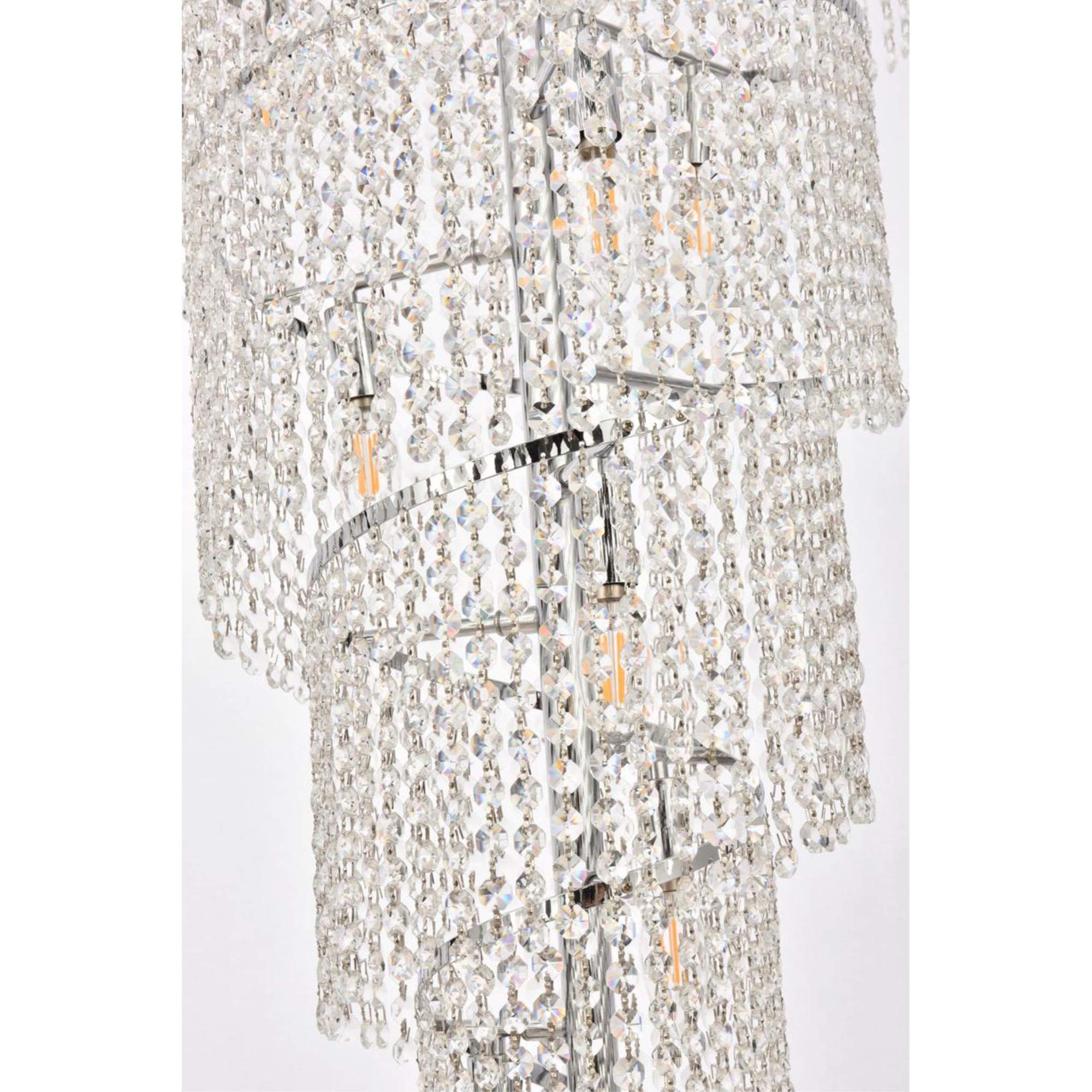 Elegant Lighting 1800SR22C/RC 22-Light Crystal Chandelier, Five-Tier, Chrome Finish, 22in x 60in