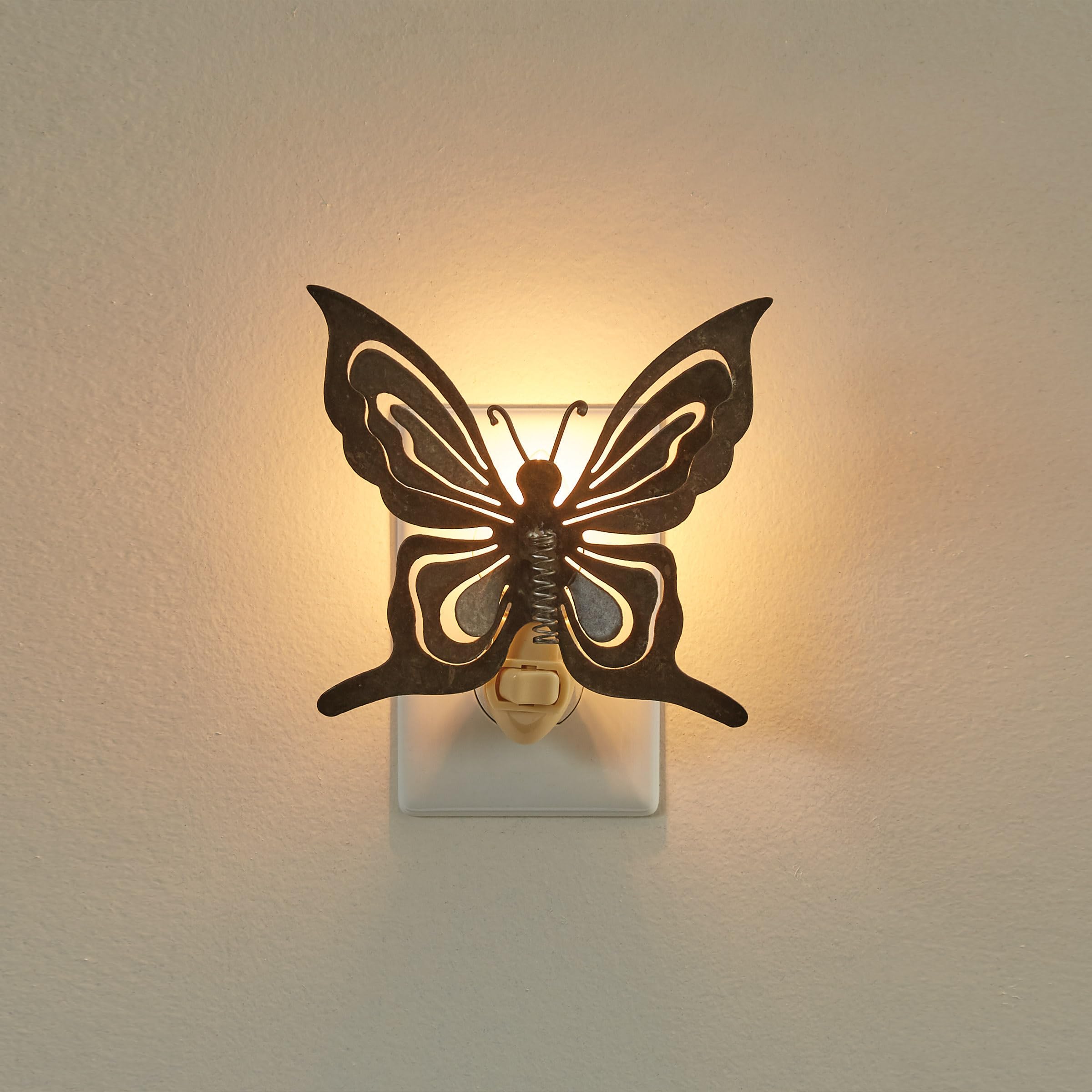 Park Designs Butterfly Night Light, Metal, 5.25inH x 5.25inW x 2inD, Model 25-089, Butterfly Color
