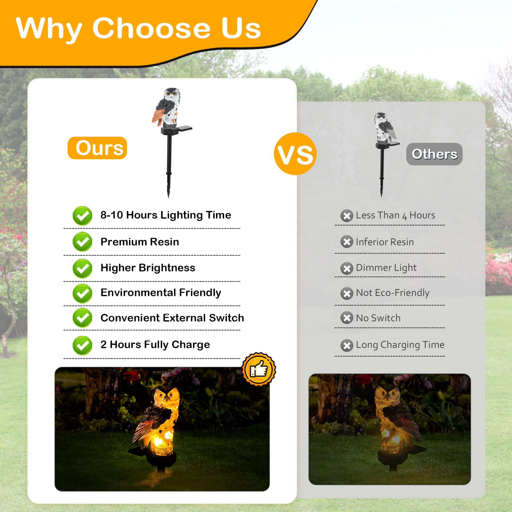 Kimhy Owl Solar Lights Outdoor Garden, Owl Solar Light Waterproof, Maintain Of 10 Hours Lighting Solar Lights Outdoor Owl For Yard, Patio, Lawn, Garden Decor, Pathway, Walkway Landscape