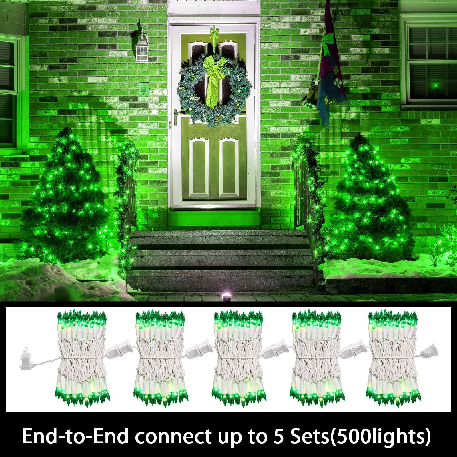 Lamphome Green St PatrickS Day Decorations Lights  100 Count 19.6 Feet Incandescent Bulb Mini String Lights For Indoor Christmas Tree Garland Birthday Wedding Party Festival Decoration  White Wire