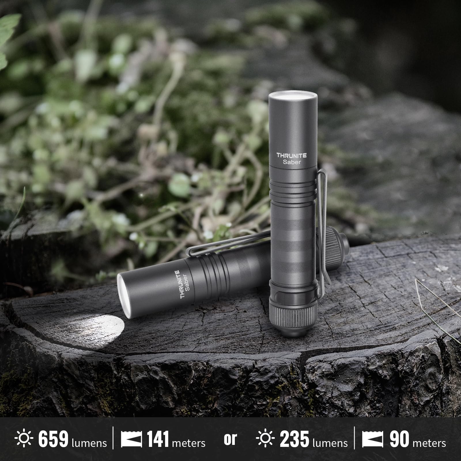 ThruNite Saber 659 Lumens Rechargeable Flashlight - High Performance SST20 LED - Army Grey