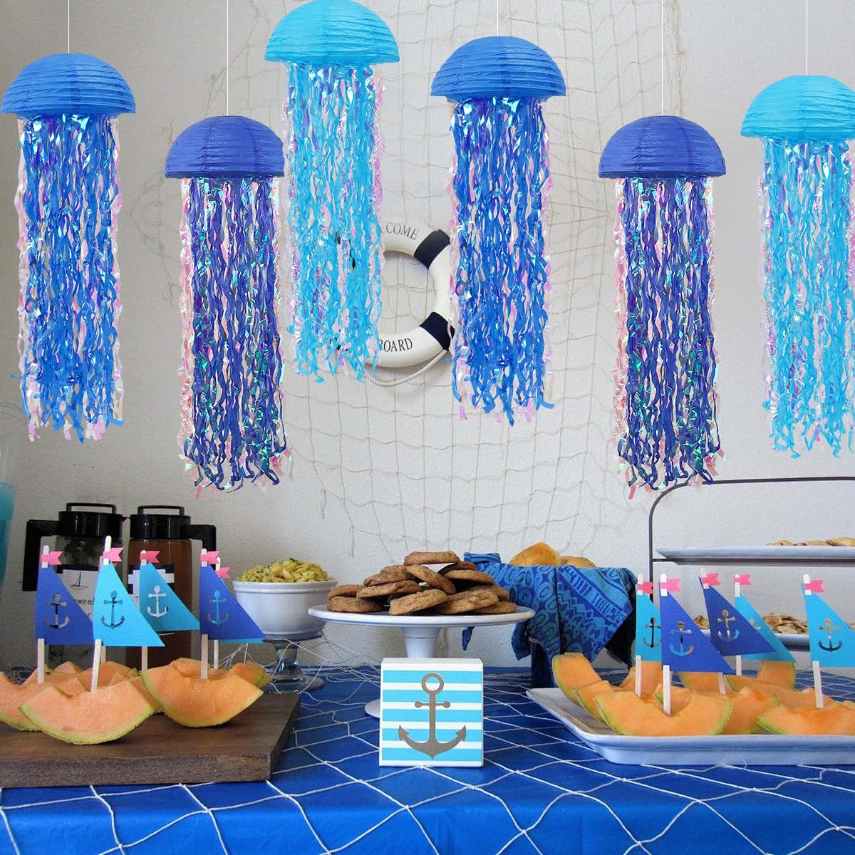 Zilue Mermaid Birthday Decorations, Jellyfish Paper Lanterns For Mermaid Party Baby Shower Under The Sea Ocean Blue Birthday Par