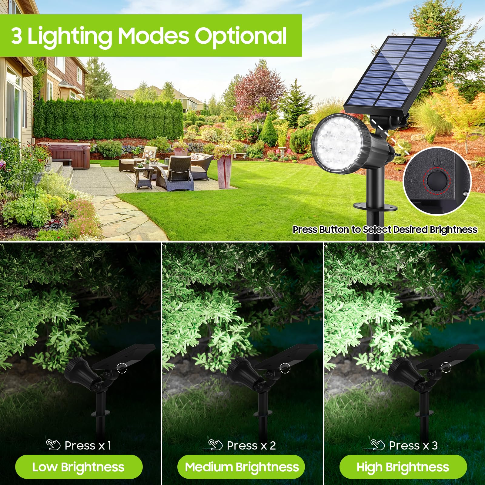 Bosceos 4-Pack Solar Spot Lights - 30 LEDs, Waterproof, Auto ON/OFF, Cool White, Model SL-5081, Ideal for Garden, Pathway, Driveway