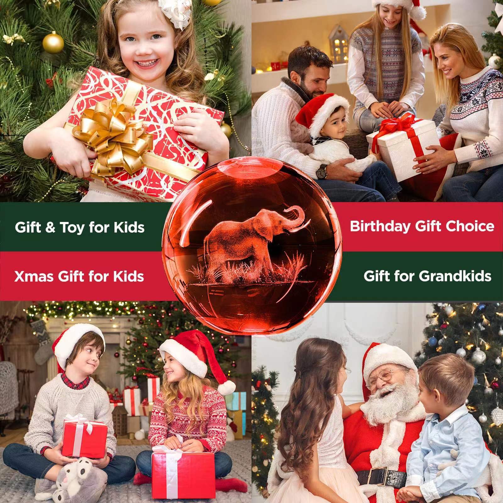 Dcoriuntg 3D Elephant Crystal Ball Night Light Elephant Gifts For Women 3.15 In Figurine Glass Ball Lamp With 16 Color  Home Room Decor Birthday Christmas Gifts For Boy Girl (Upgraded)