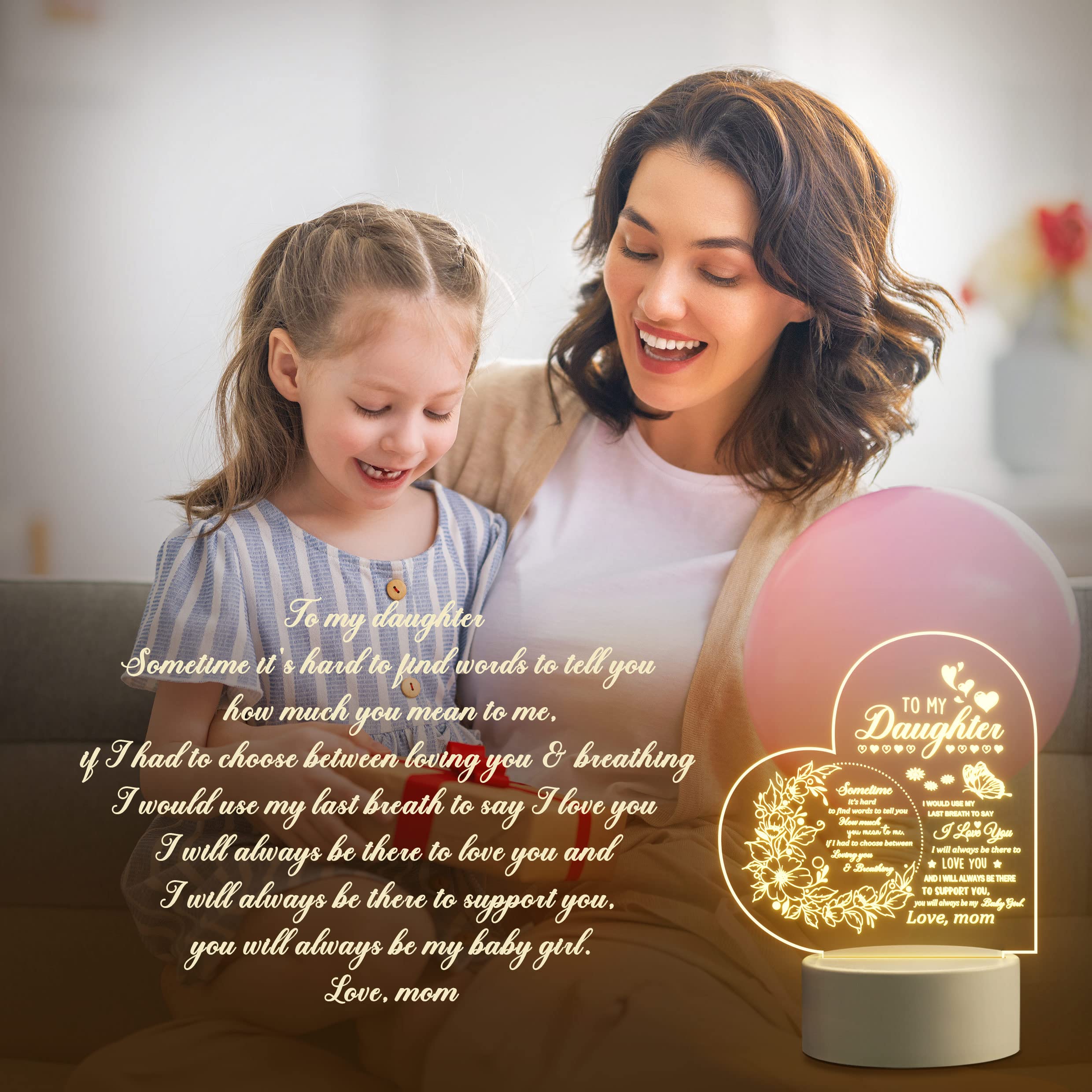 Quaintir Acrylic Night Lamp For Daughter - Perfect Gift For Mother'S Day, Graduation, Wedding, & Christmas