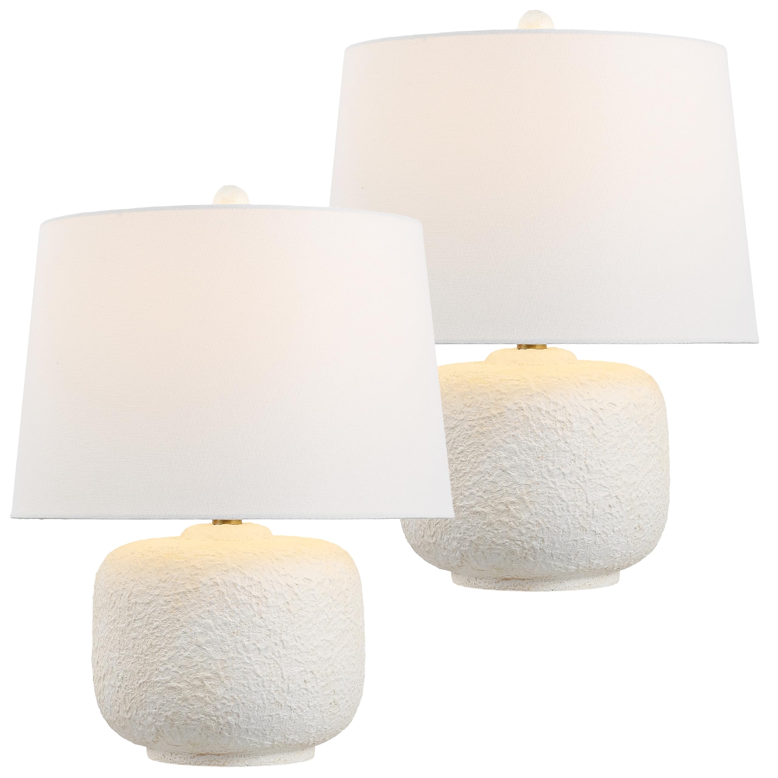 JONATHAN Y 20 Antique White Textured Resin Table Lamp Set of 2 for Bedroom, Coastal Farmhouse Nightstand Lamps for Living Room, 