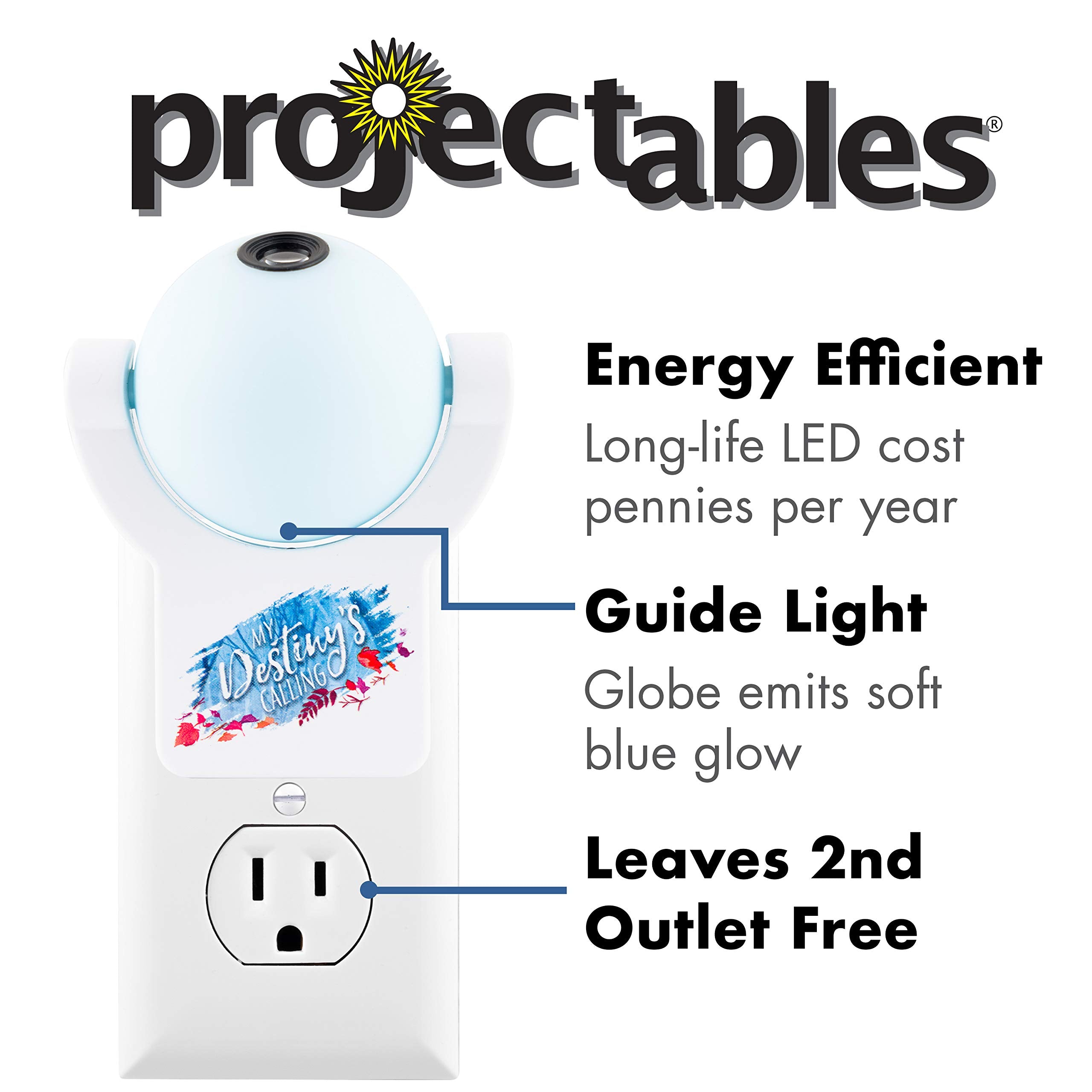 Projectables Frozen 2 LED Night Light, Plug-in with Dusk-to-Dawn Sensor, Model 45027, Plastic, Ideal for Bedroom or Nursery