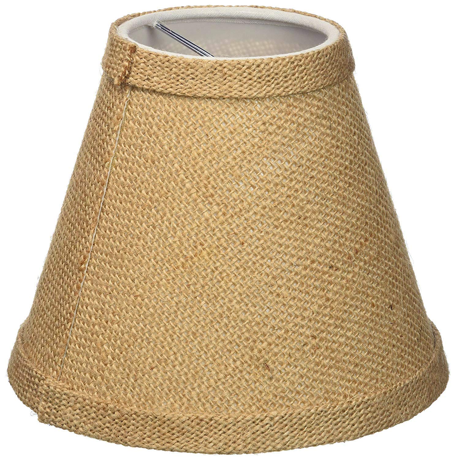 Urbanest Chandelier Lamp Shade, Hardback Clip On, 6 Inch, Burlap, Set of 1