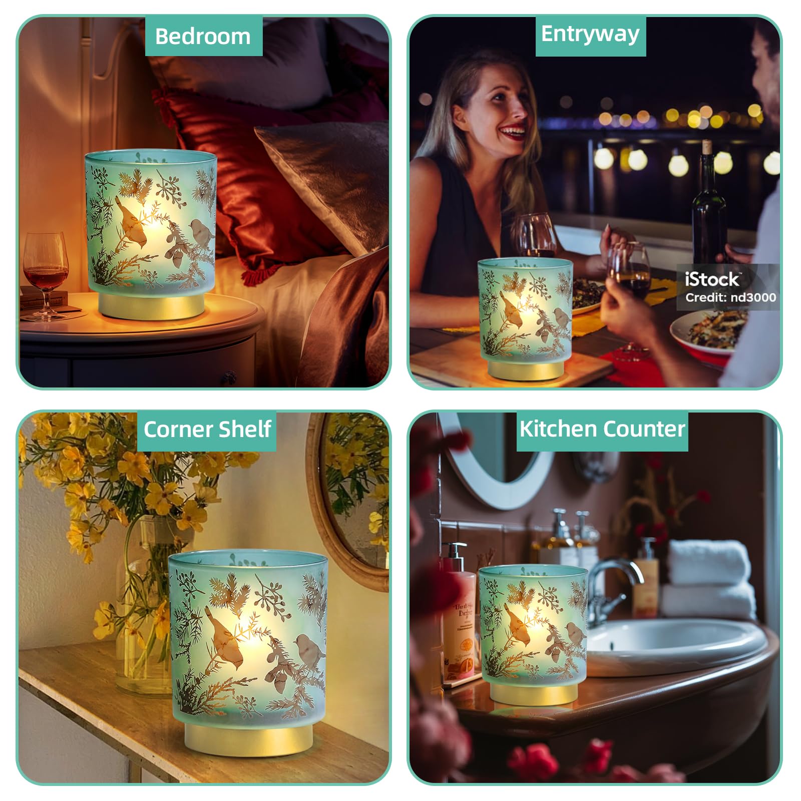 Mj Premier 7'' Battery Operated Cordless Table Lamp - Emergency Decorative Bird Accent Lamp