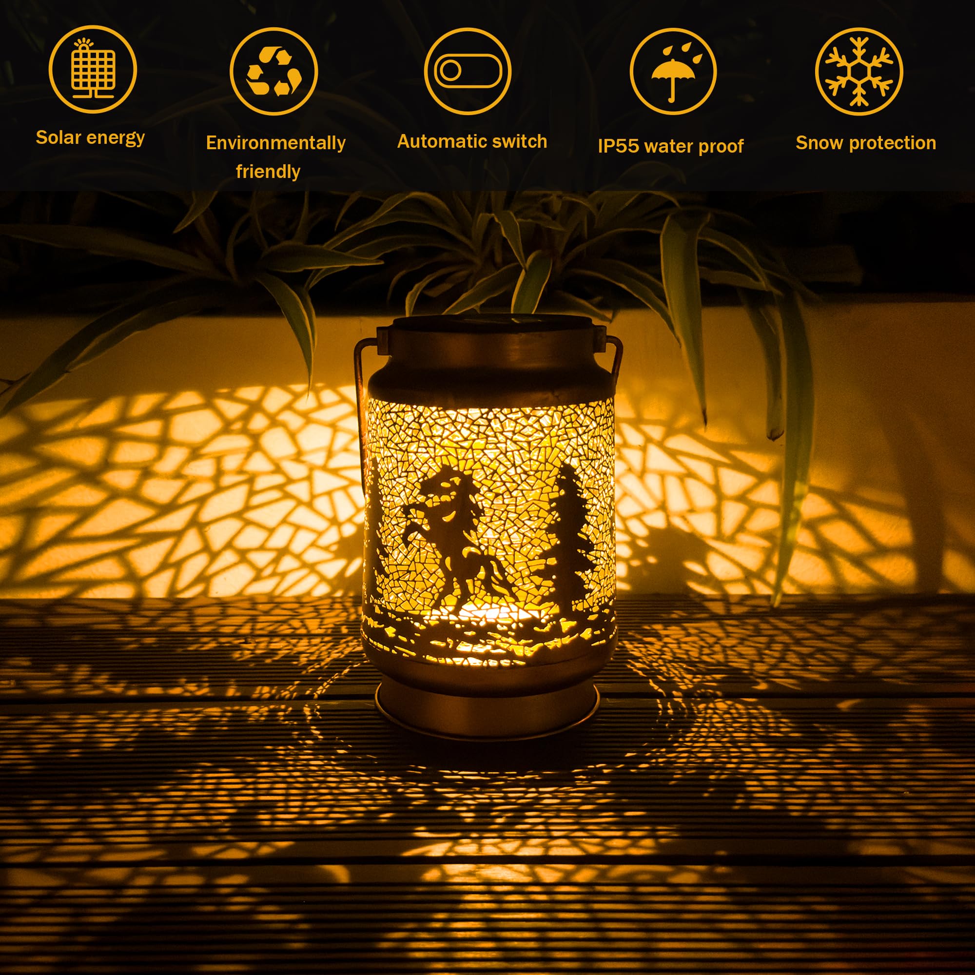 Horse Solar Lanterns Outdoor Waterproof, Horse Gifts For Women Men, Hanging Solar Lights For Yard, Patio, Lawn, Pathway, Tableto